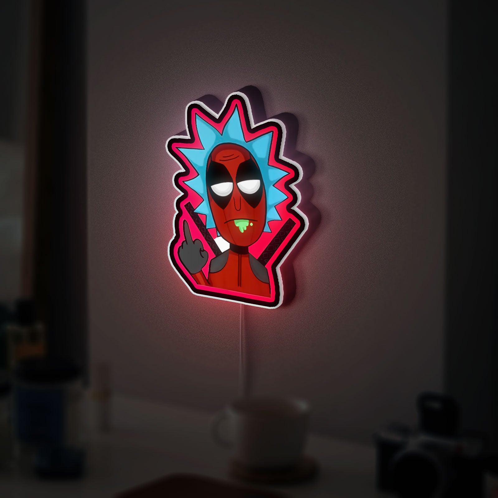 Deadpool & Rick Crossover 3D Light Box - Marvel Comics LED Night Light, Superhero Room Decor for Fans, Funny Gift for Rick & Morty Lovers
