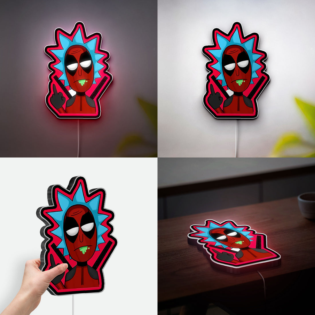 Deadpool & Rick Crossover 3D Light Box - Marvel Comics LED Night Light, Superhero Room Decor for Fans, Funny Gift for Rick & Morty Lovers
