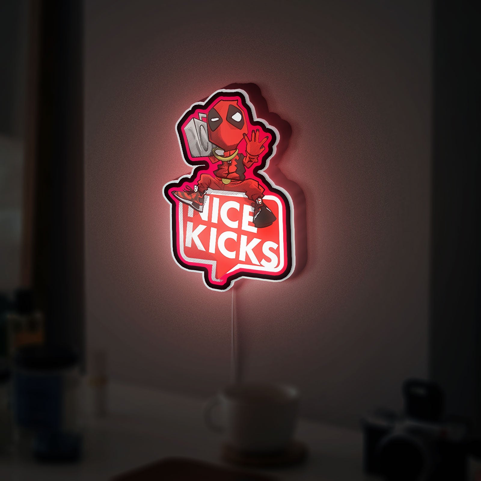 Graffiti Cartoon 3D Light Box - Deadpool Inspired LED Night Light, Dope Street Art Decor for Comic Fans & Urban Style Lovers 