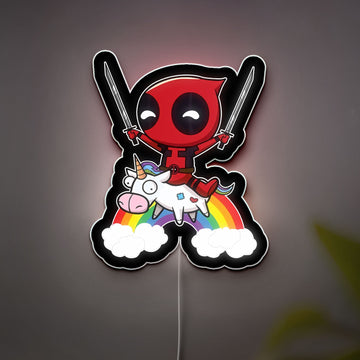 Deadpool & Unicorn 3D Light Box - Funny Anti-Hero LED Night Light, Marvel Inspired Decor for Gamers & Comic Fans 