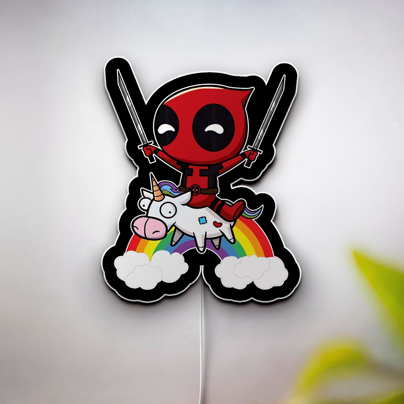 Deadpool & Unicorn 3D Light Box - Funny Anti-Hero LED Night Light, Marvel Inspired Decor for Gamers & Comic Fans 