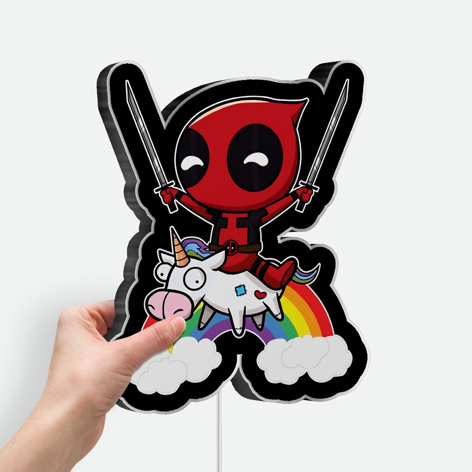 Deadpool & Unicorn 3D Light Box - Funny Anti-Hero LED Night Light, Marvel Inspired Decor for Gamers & Comic Fans 
