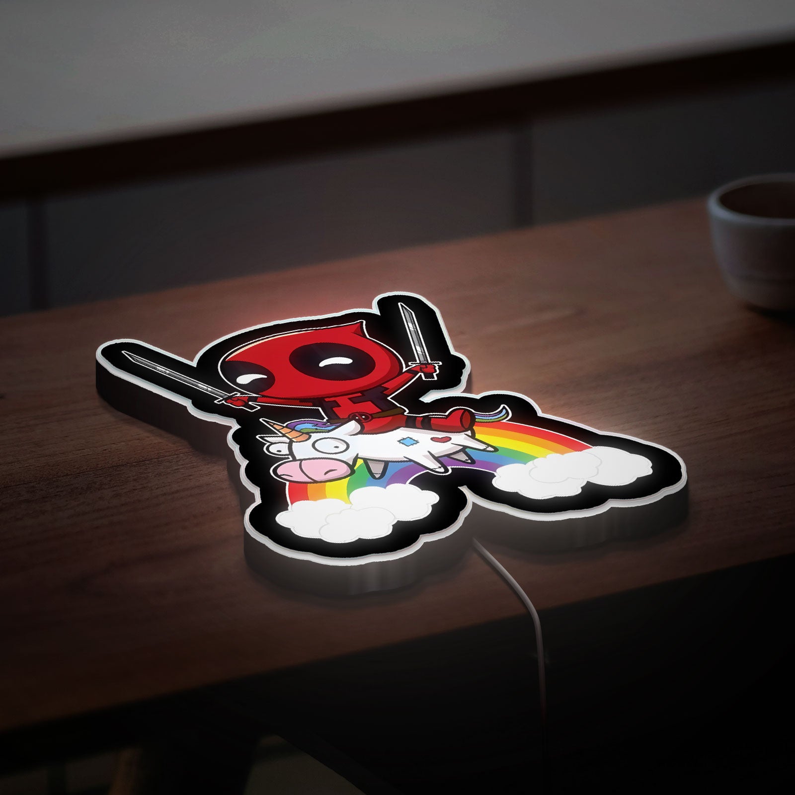 Deadpool & Unicorn 3D Light Box - Funny Anti-Hero LED Night Light, Marvel Inspired Decor for Gamers & Comic Fans 