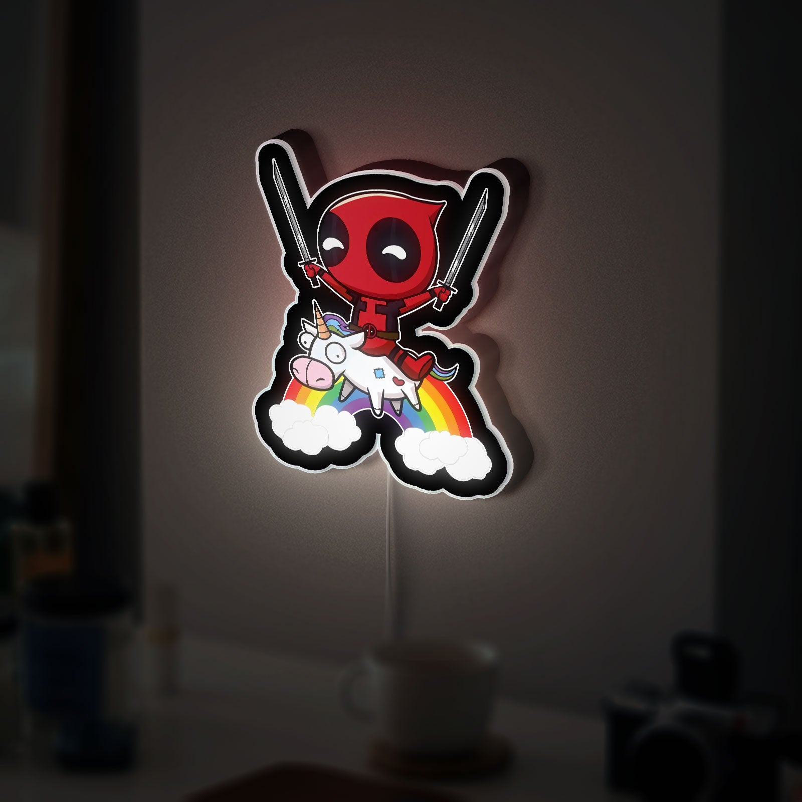 Deadpool & Unicorn 3D Light Box - Funny Anti-Hero LED Night Light, Marvel Inspired Decor for Gamers & Comic Fans 