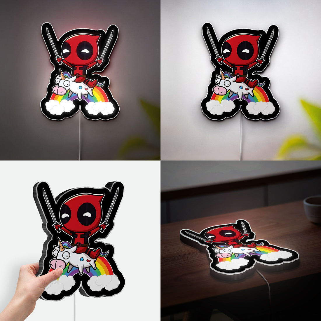 Deadpool & Unicorn 3D Light Box - Funny Anti-Hero LED Night Light, Marvel Inspired Decor for Gamers & Comic Fans 