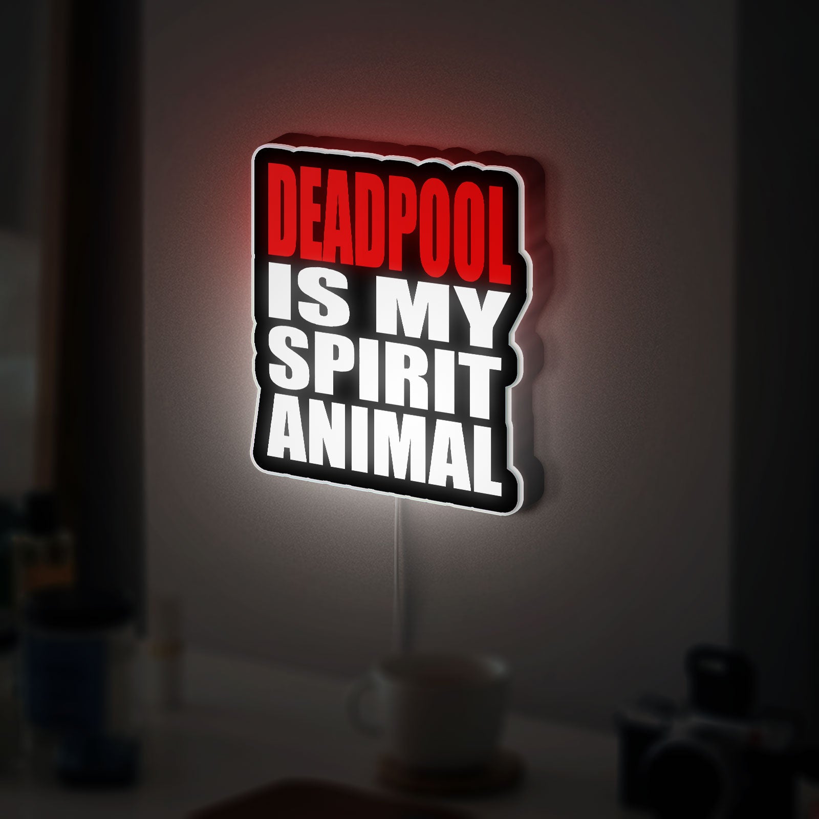 Deadpool Spirit Animal 3D Light Box - Marvel Superhero LED Night Light, Funny Comic Book Decor for Fans & Gamers 
