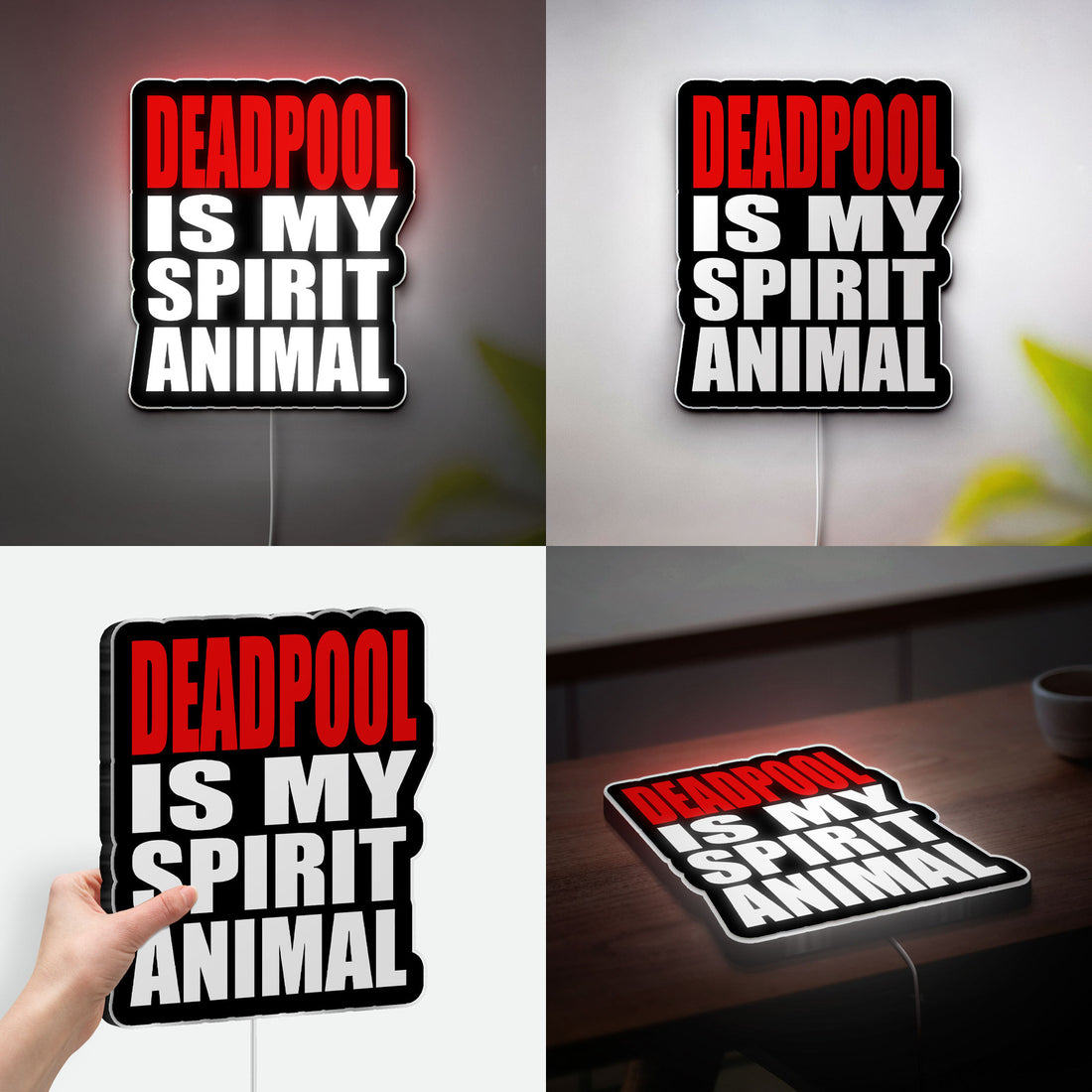 Deadpool Spirit Animal 3D Light Box - Marvel Superhero LED Night Light, Funny Comic Book Decor for Fans & Gamers 