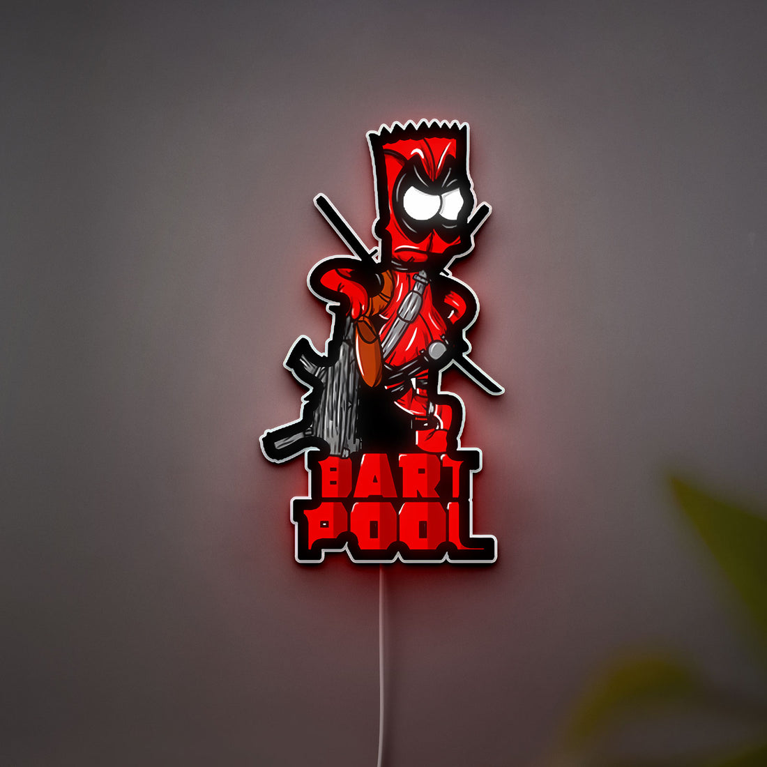 Bartpool 3D Light Box - Deadpool & Simpsons Crossover LED Night Light, Funny Cartoon Decor for Marvel & Disney Fans
