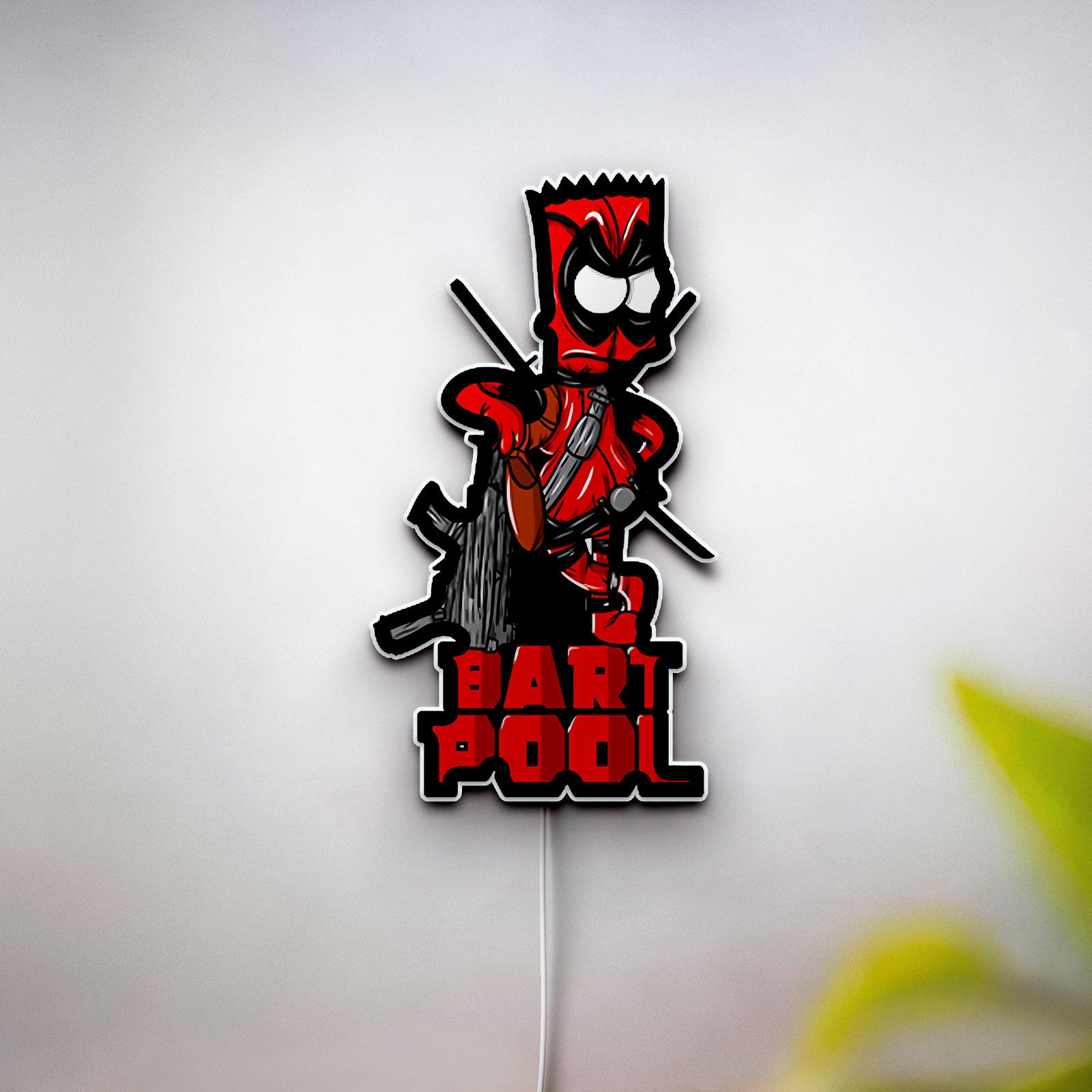 Bartpool 3D Light Box - Deadpool & Simpsons Crossover LED Night Light, Funny Cartoon Decor for Marvel & Disney Fans
