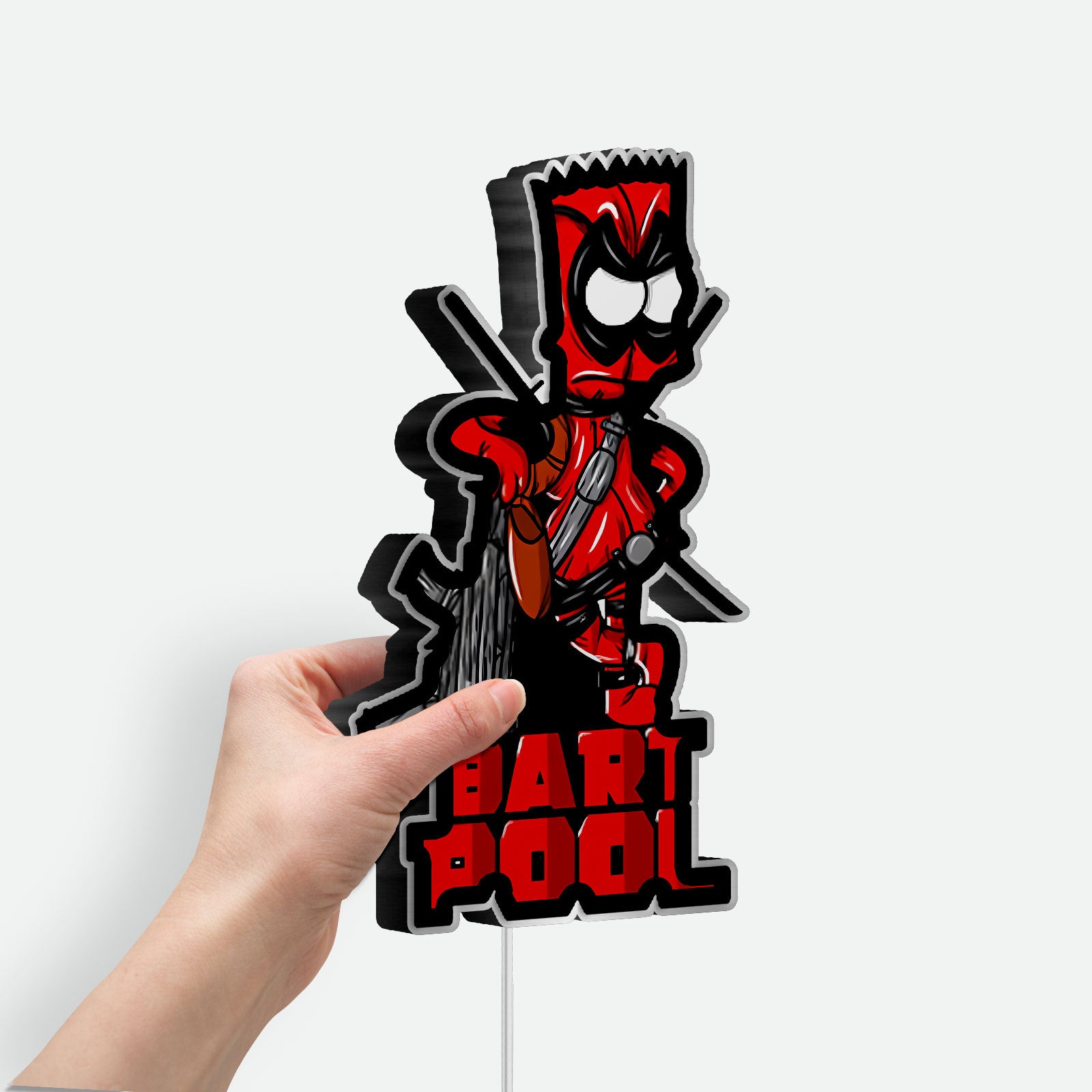 Bartpool 3D Light Box - Deadpool & Simpsons Crossover LED Night Light, Funny Cartoon Decor for Marvel & Disney Fans

