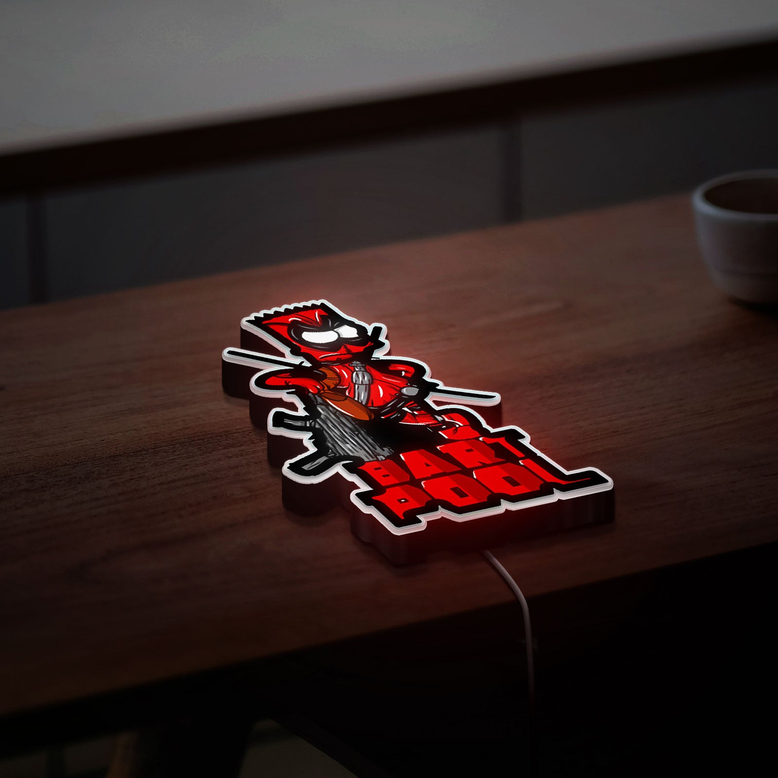 Bartpool 3D Light Box - Deadpool & Simpsons Crossover LED Night Light, Funny Cartoon Decor for Marvel & Disney Fans
