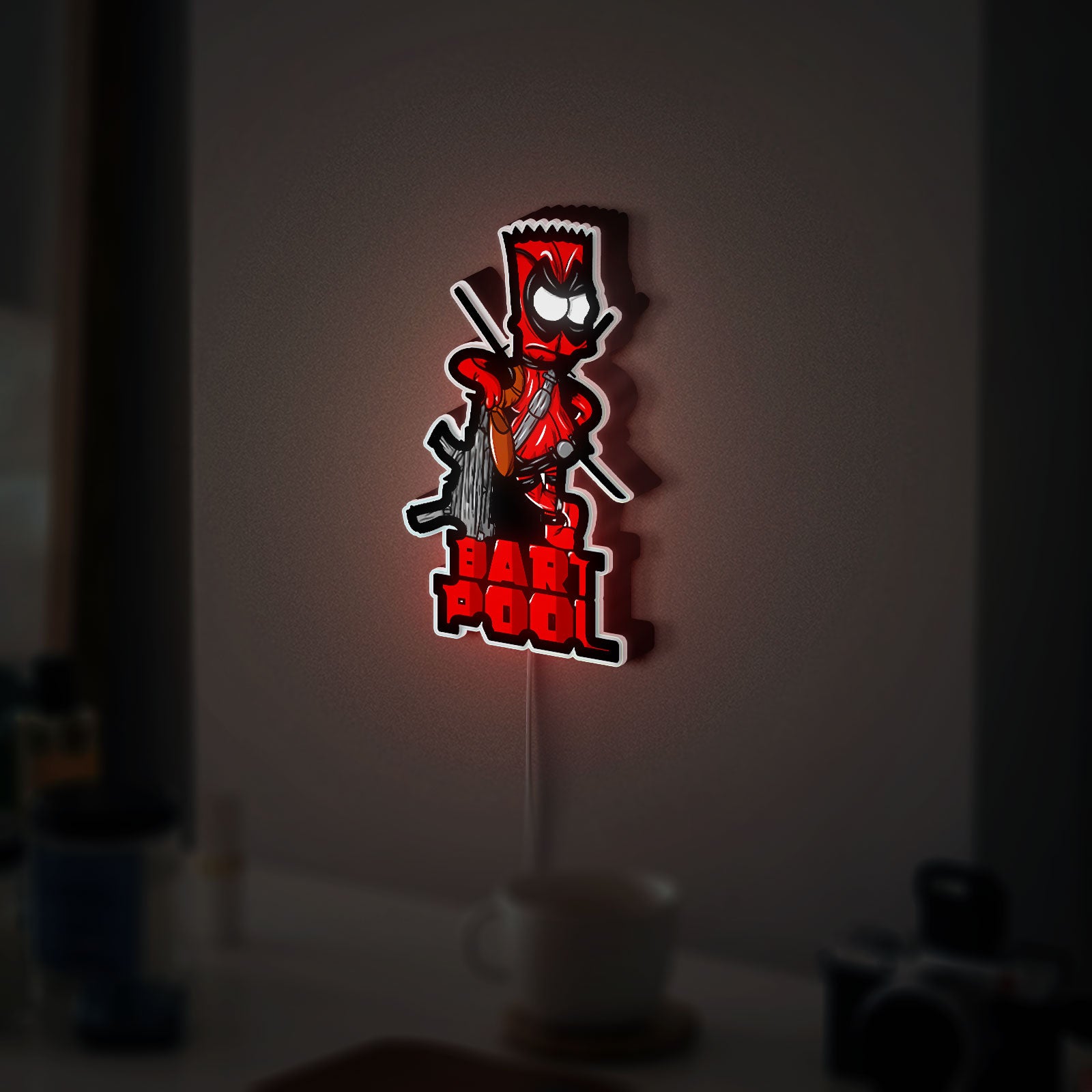 Bartpool 3D Light Box - Deadpool & Simpsons Crossover LED Night Light, Funny Cartoon Decor for Marvel & Disney Fans
