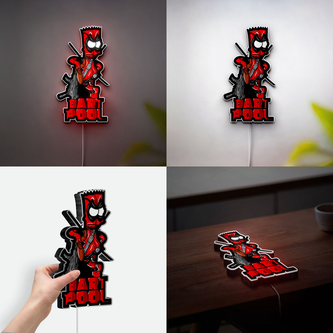 Bartpool 3D Light Box - Deadpool & Simpsons Crossover LED Night Light, Funny Cartoon Decor for Marvel & Disney Fans
