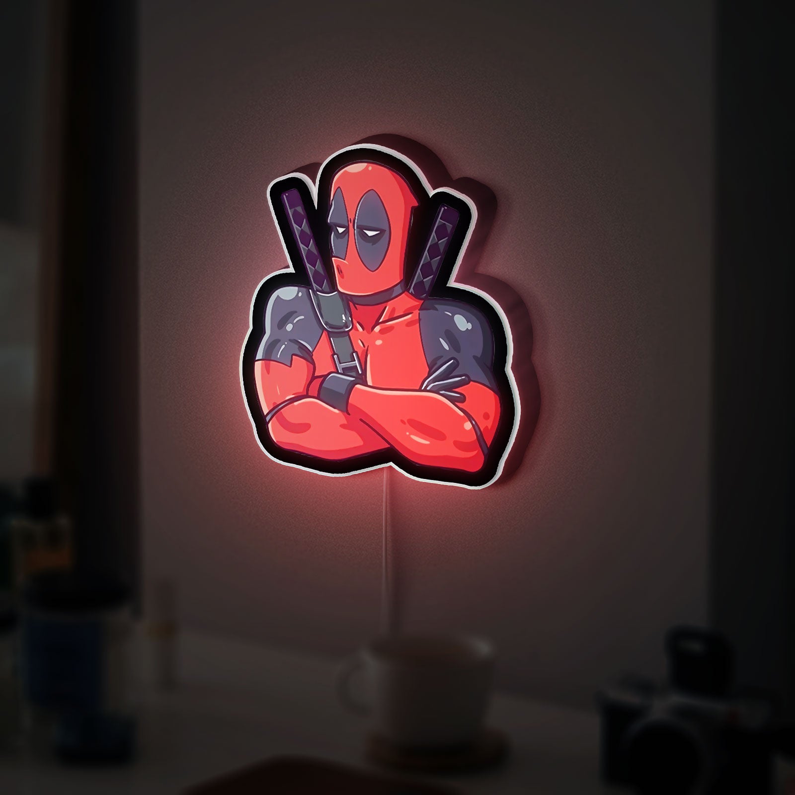 Deadpool 3D Light Box - Marvel Superhero LED Night Light, Anti-Hero Wall Decor for Comic Book & Movie Fans 