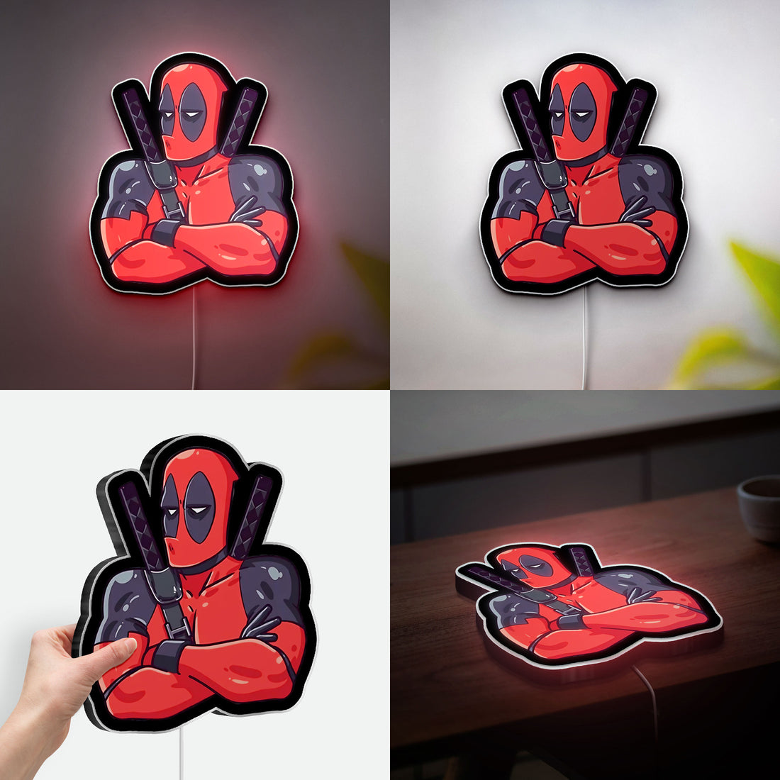 Deadpool 3D Light Box - Marvel Superhero LED Night Light, Anti-Hero Wall Decor for Comic Book & Movie Fans 