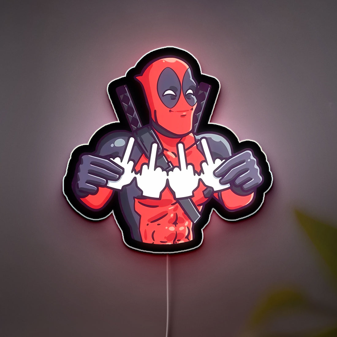 Deadpool 3D Light Box - Middle Finger Gesture LED Night Light, Marvel Superhero Wall Decor for Comic Fans 