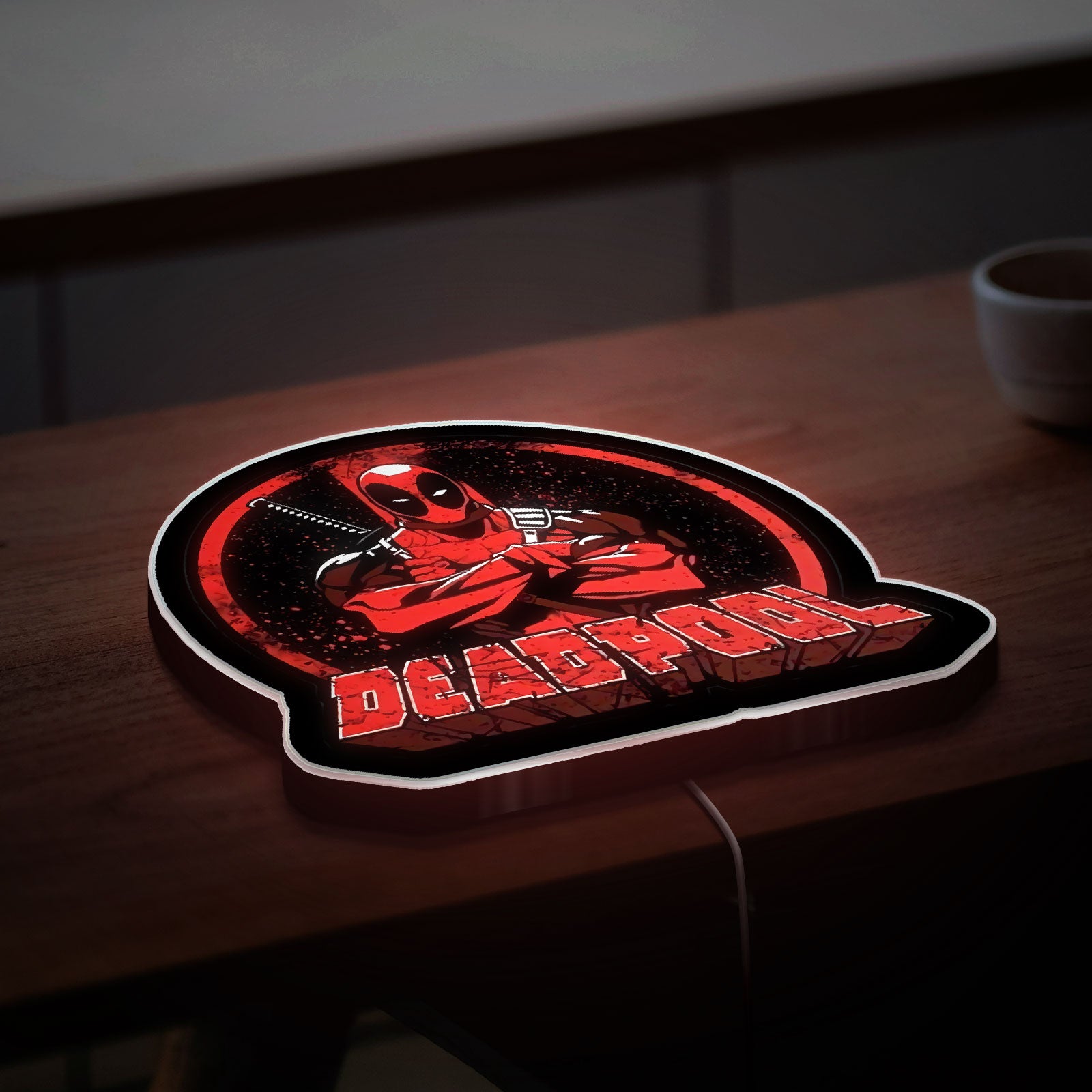 Marvel Deadpool LED Night Light, Superhero Room Decor for MCU Fans & Comic Book Lovers
