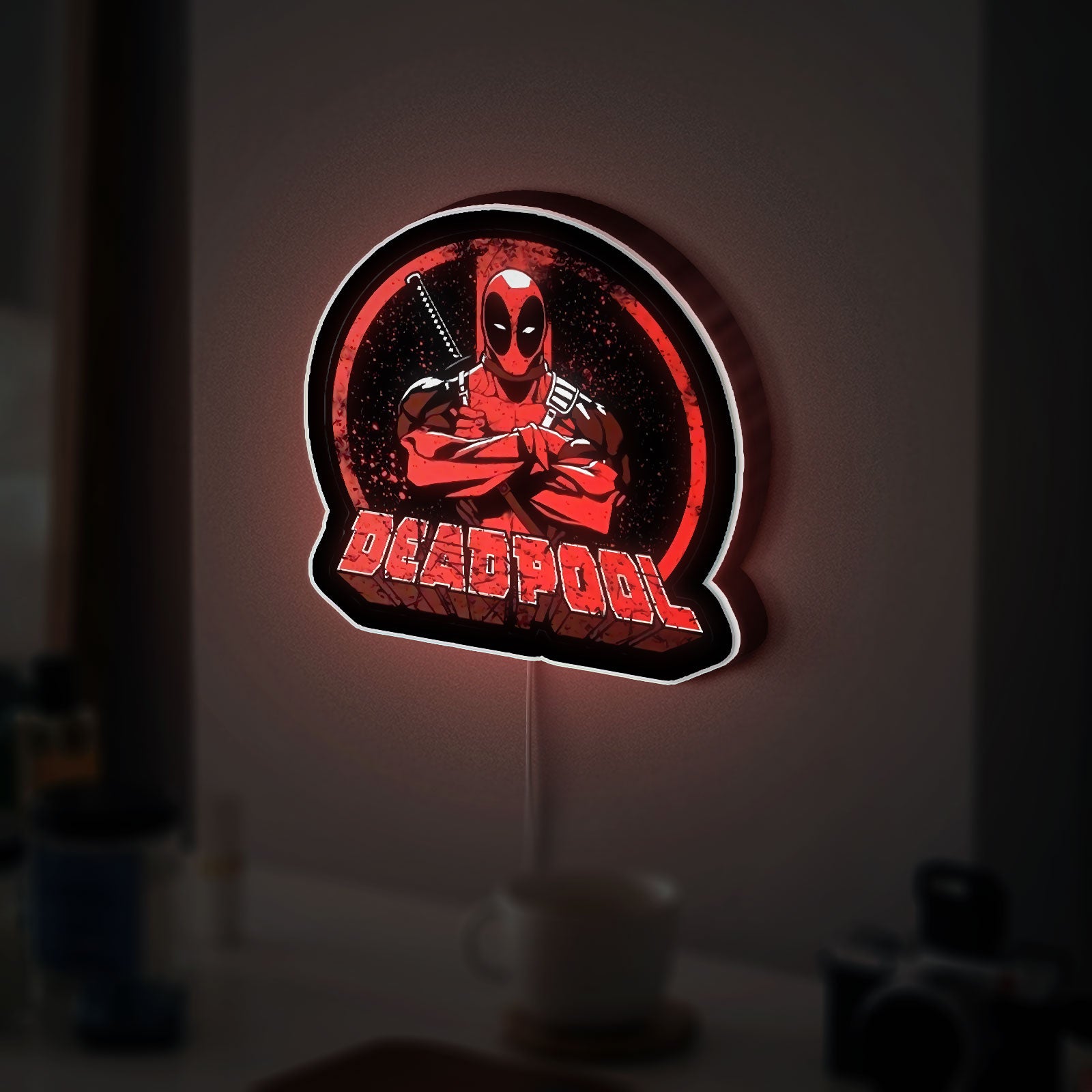 Marvel Deadpool LED Night Light, Superhero Room Decor for MCU Fans & Comic Book Lovers

