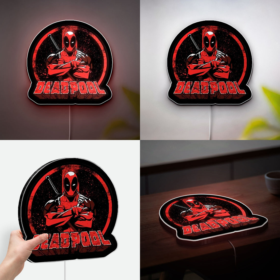 Marvel Deadpool LED Night Light, Superhero Room Decor for MCU Fans & Comic Book Lovers
