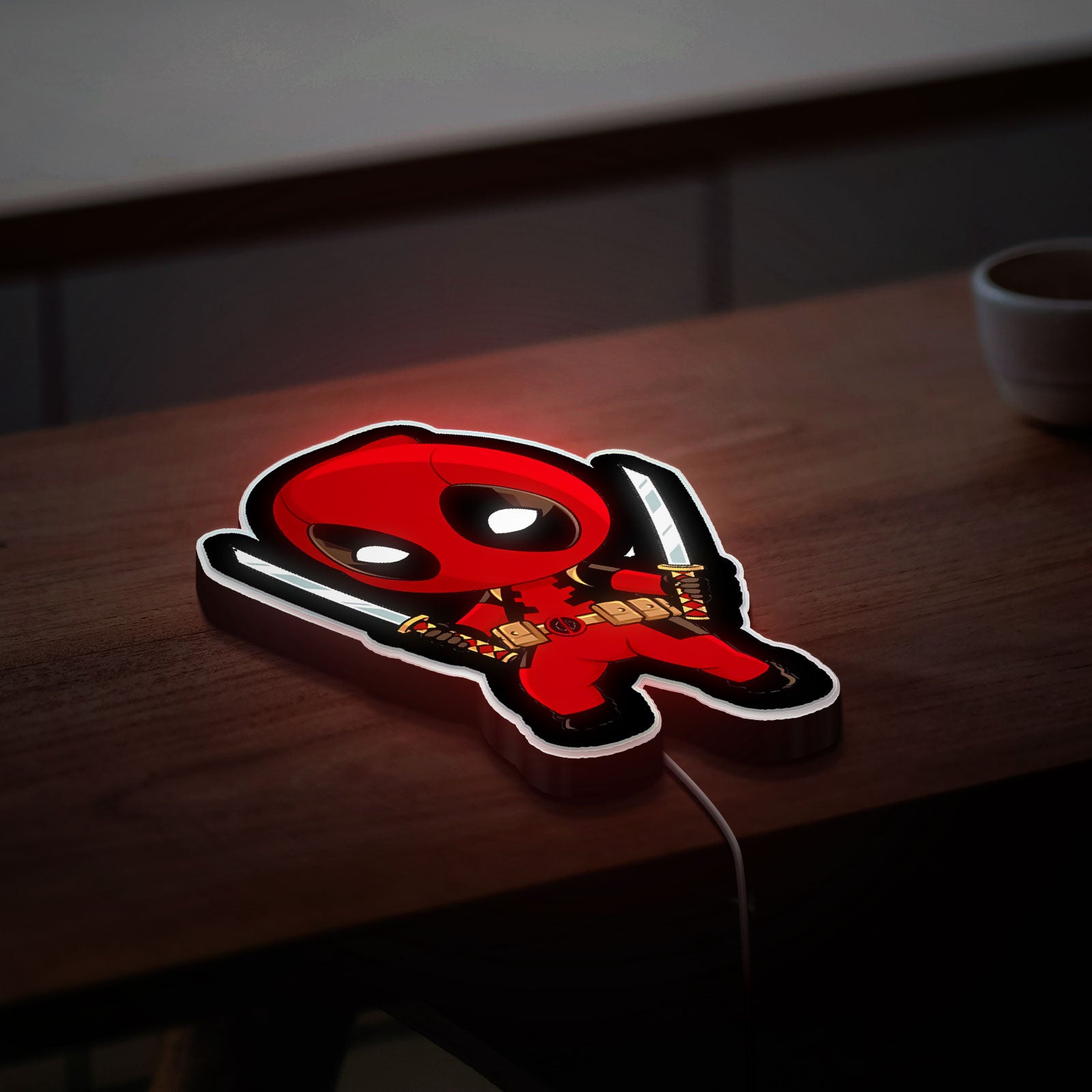 Chibi Deadpool 3D Light Box - Marvel Superhero LED Night Light, Funny Cartoon Decor for Fans, Cool Gift for Gamers & Anime Lovers 