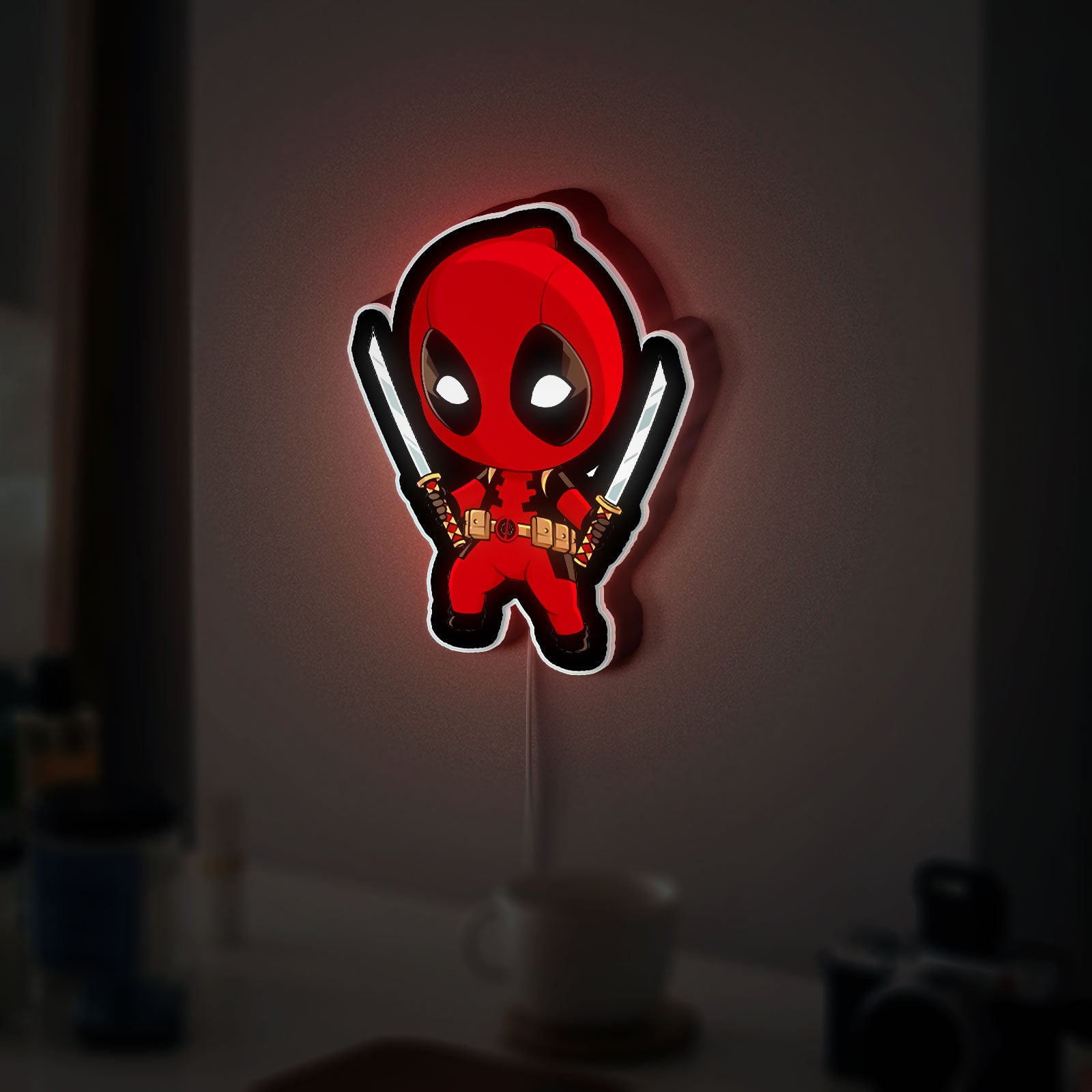 Chibi Deadpool 3D Light Box - Marvel Superhero LED Night Light, Funny Cartoon Decor for Fans, Cool Gift for Gamers & Anime Lovers 