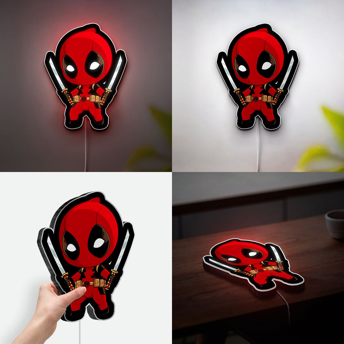 Chibi Deadpool 3D Light Box - Marvel Superhero LED Night Light, Funny Cartoon Decor for Fans, Cool Gift for Gamers & Anime Lovers 