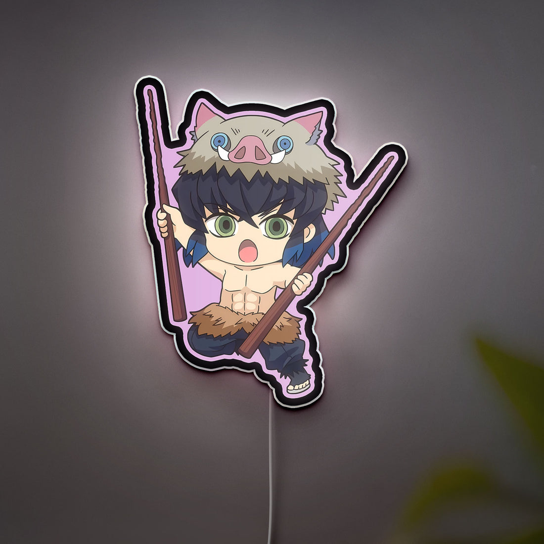Inosuke Hashibira 3D Light Box - Demon Slayer LED Night Light, Anime Character Decor for Kimetsu no Yaiba Fans

