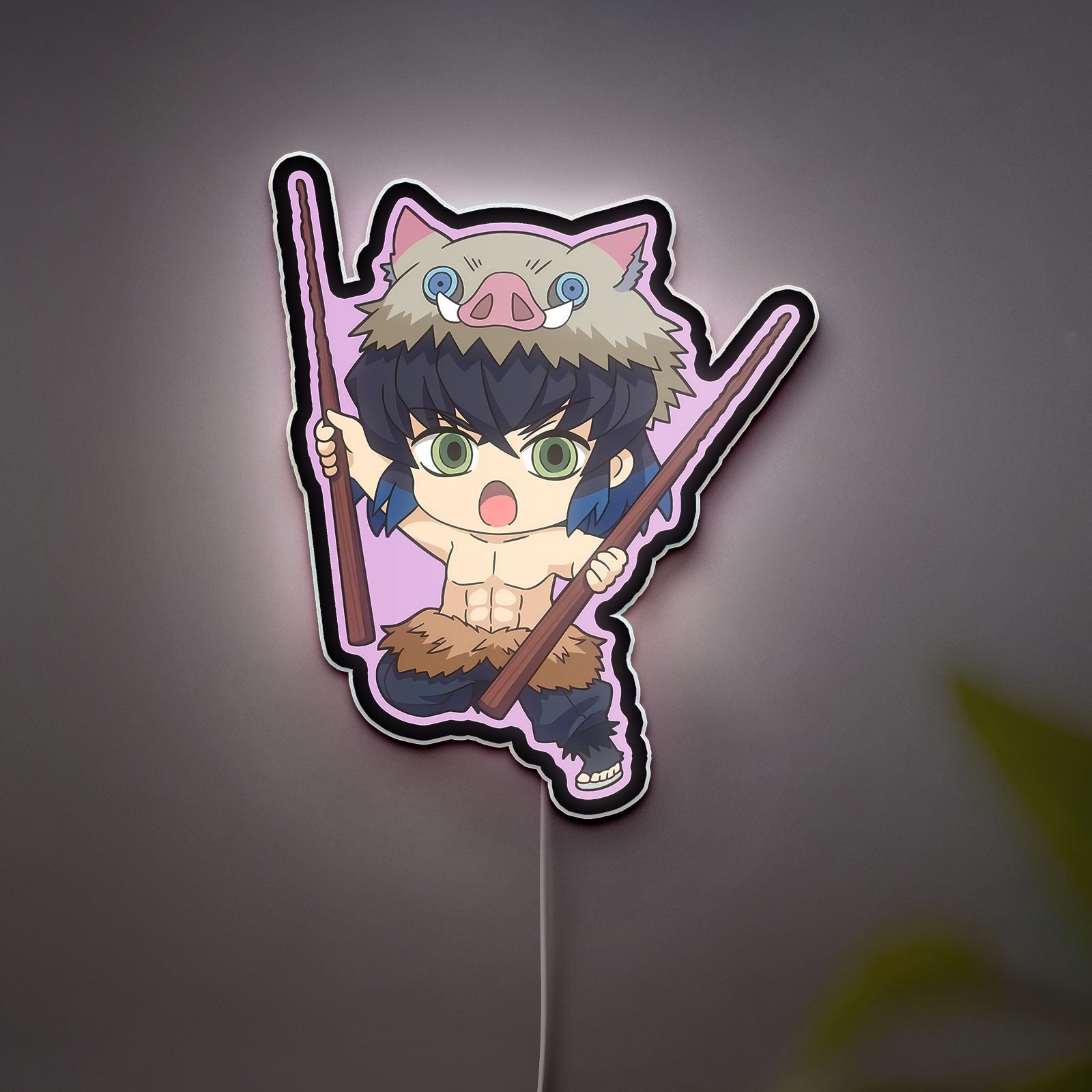 Inosuke Hashibira 3D Light Box - Demon Slayer LED Night Light, Anime Character Decor for Kimetsu no Yaiba Fans
