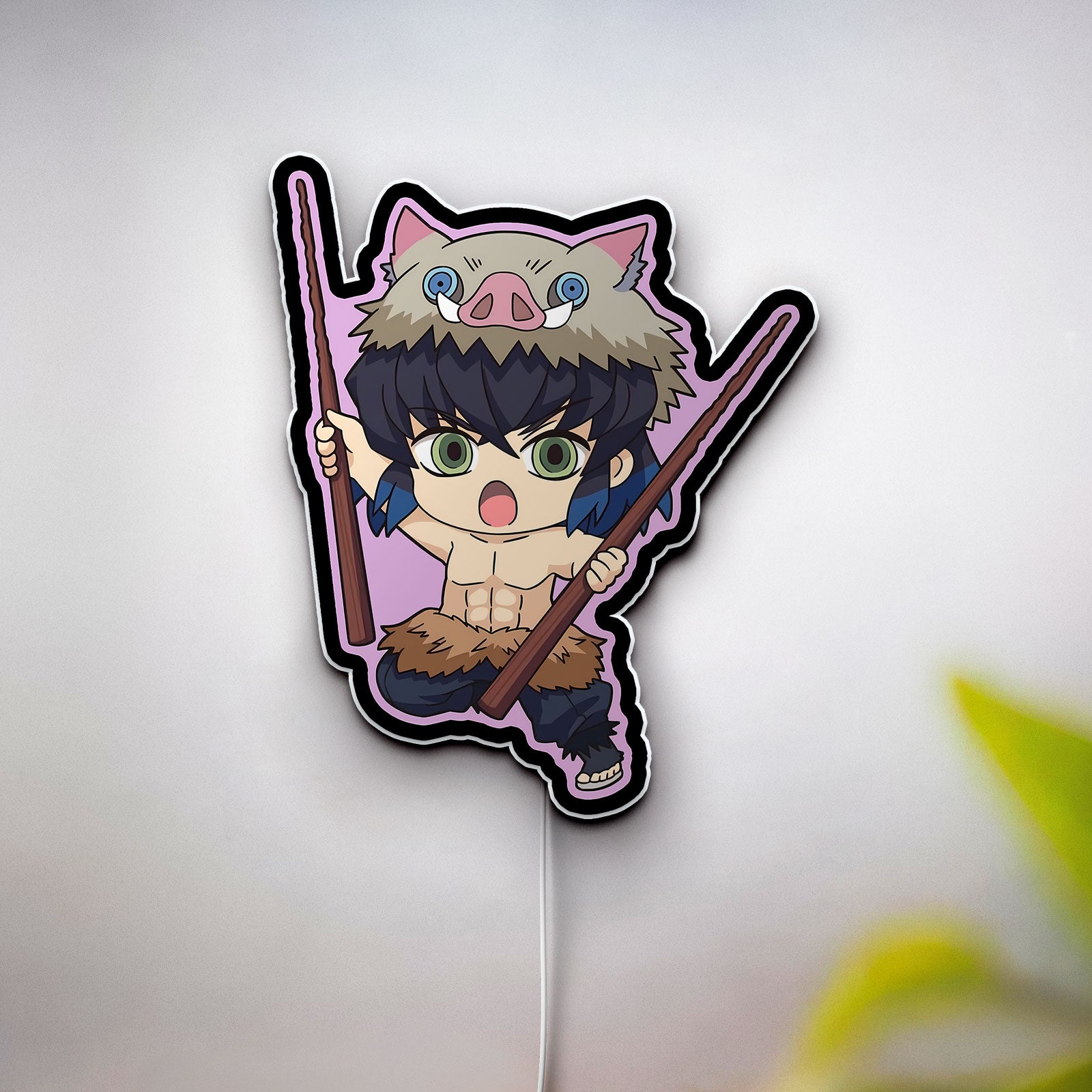 Inosuke Hashibira 3D Light Box - Demon Slayer LED Night Light, Anime Character Decor for Kimetsu no Yaiba Fans
