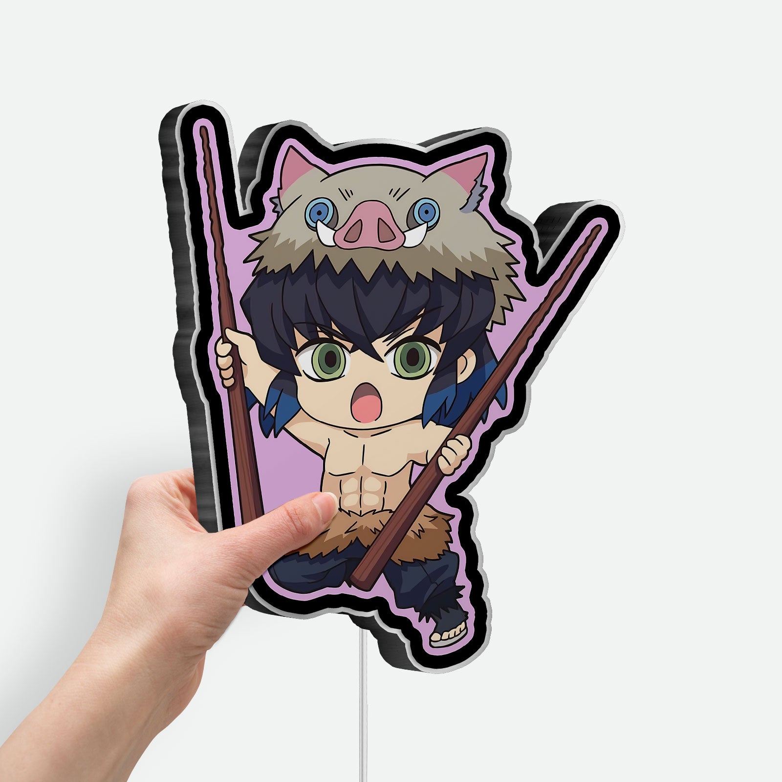 Inosuke Hashibira 3D Light Box - Demon Slayer LED Night Light, Anime Character Decor for Kimetsu no Yaiba Fans

