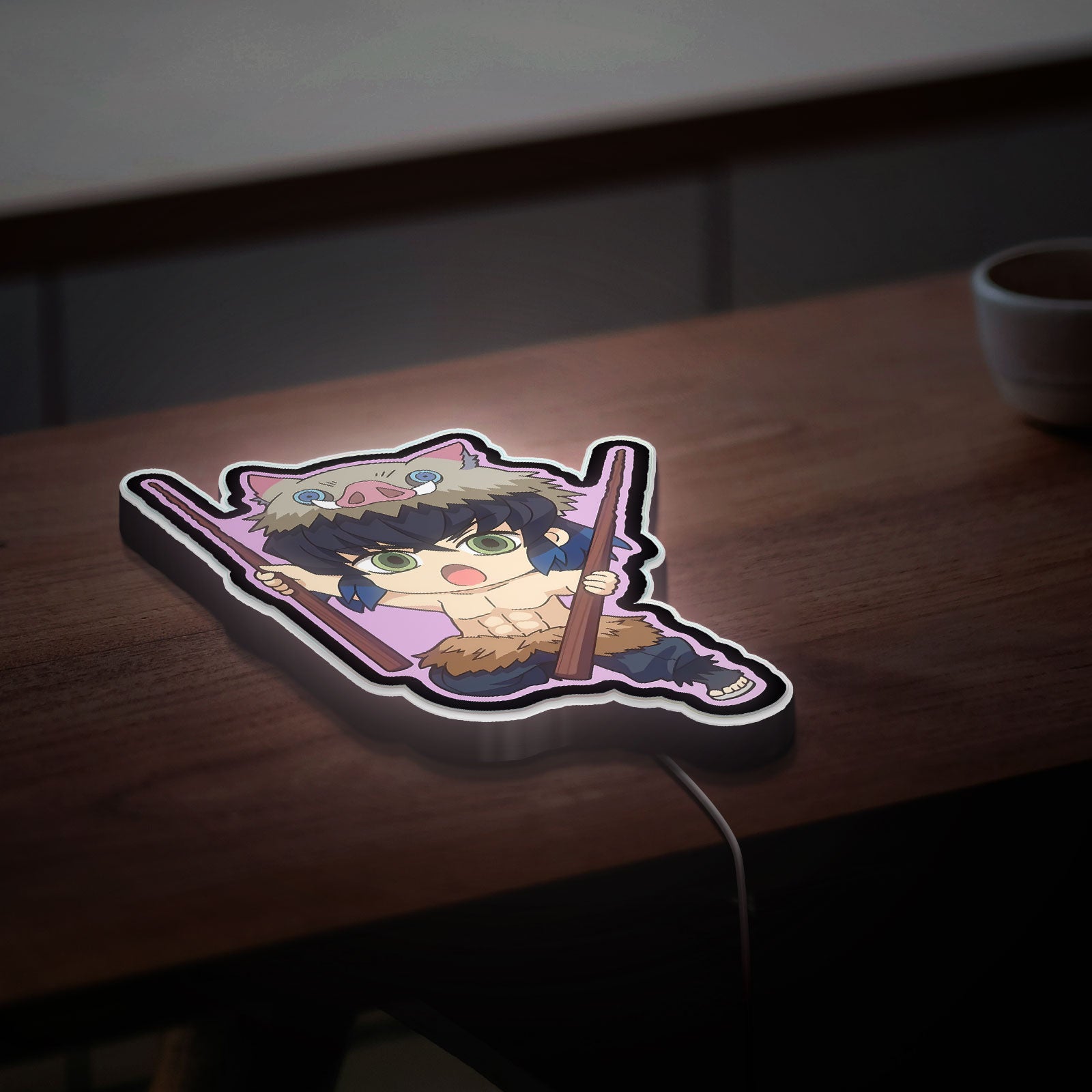 Inosuke Hashibira 3D Light Box - Demon Slayer LED Night Light, Anime Character Decor for Kimetsu no Yaiba Fans
