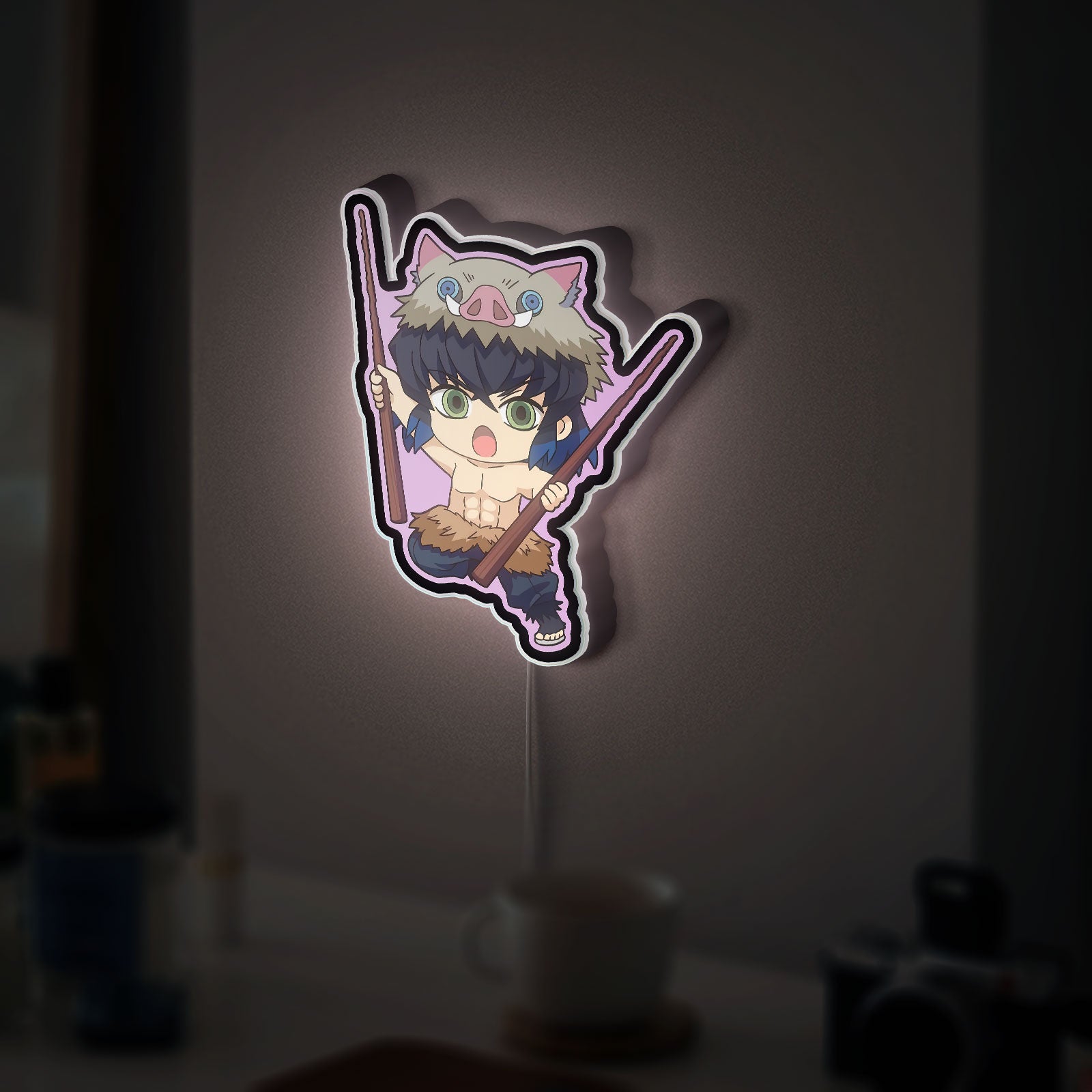 Inosuke Hashibira 3D Light Box - Demon Slayer LED Night Light, Anime Character Decor for Kimetsu no Yaiba Fans

