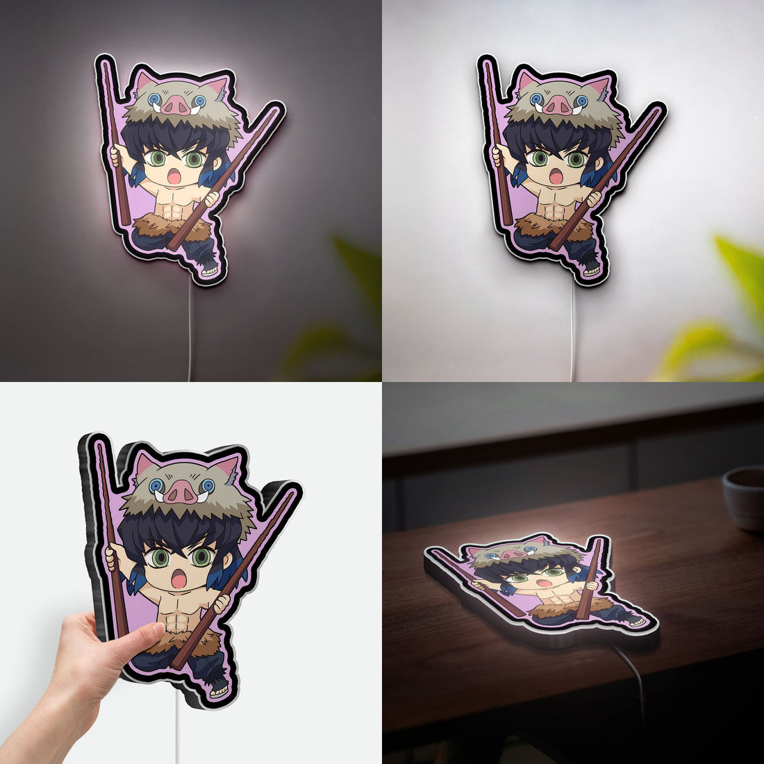 Inosuke Hashibira 3D Light Box - Demon Slayer LED Night Light, Anime Character Decor for Kimetsu no Yaiba Fans
