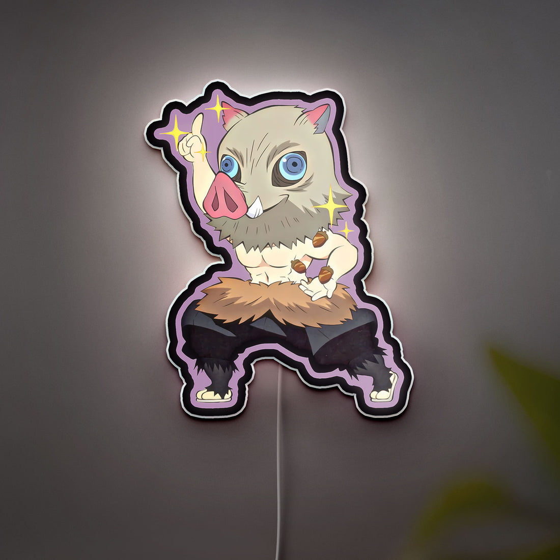 Demon Slayer Chibi 3D Light Box - Anime Character LED Night Light, Cute Inosuke Decor for Fans, Japanese Anime Room Art 