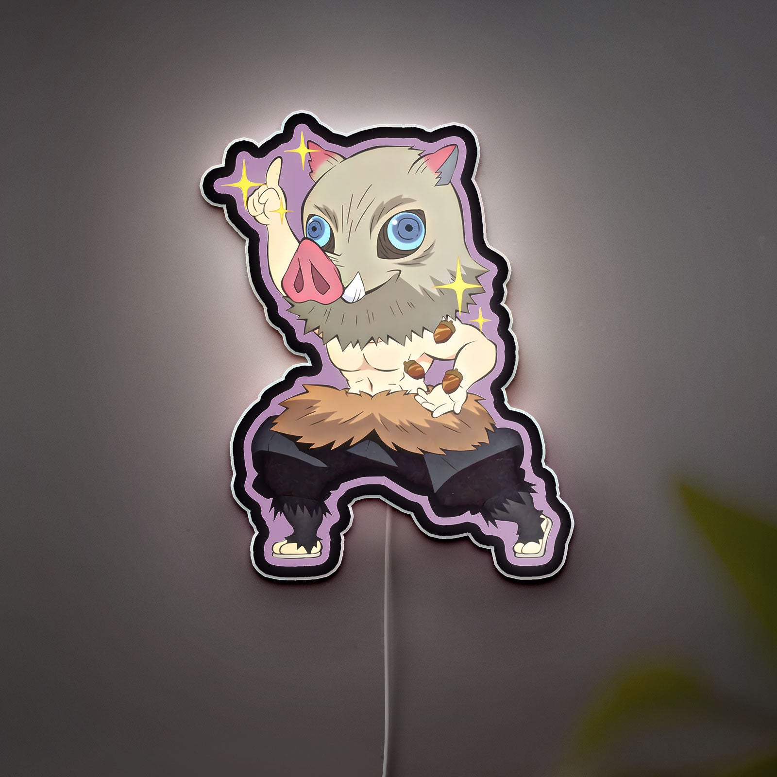 Demon Slayer Chibi 3D Light Box - Anime Character LED Night Light, Cute Inosuke Decor for Fans, Japanese Anime Room Art 