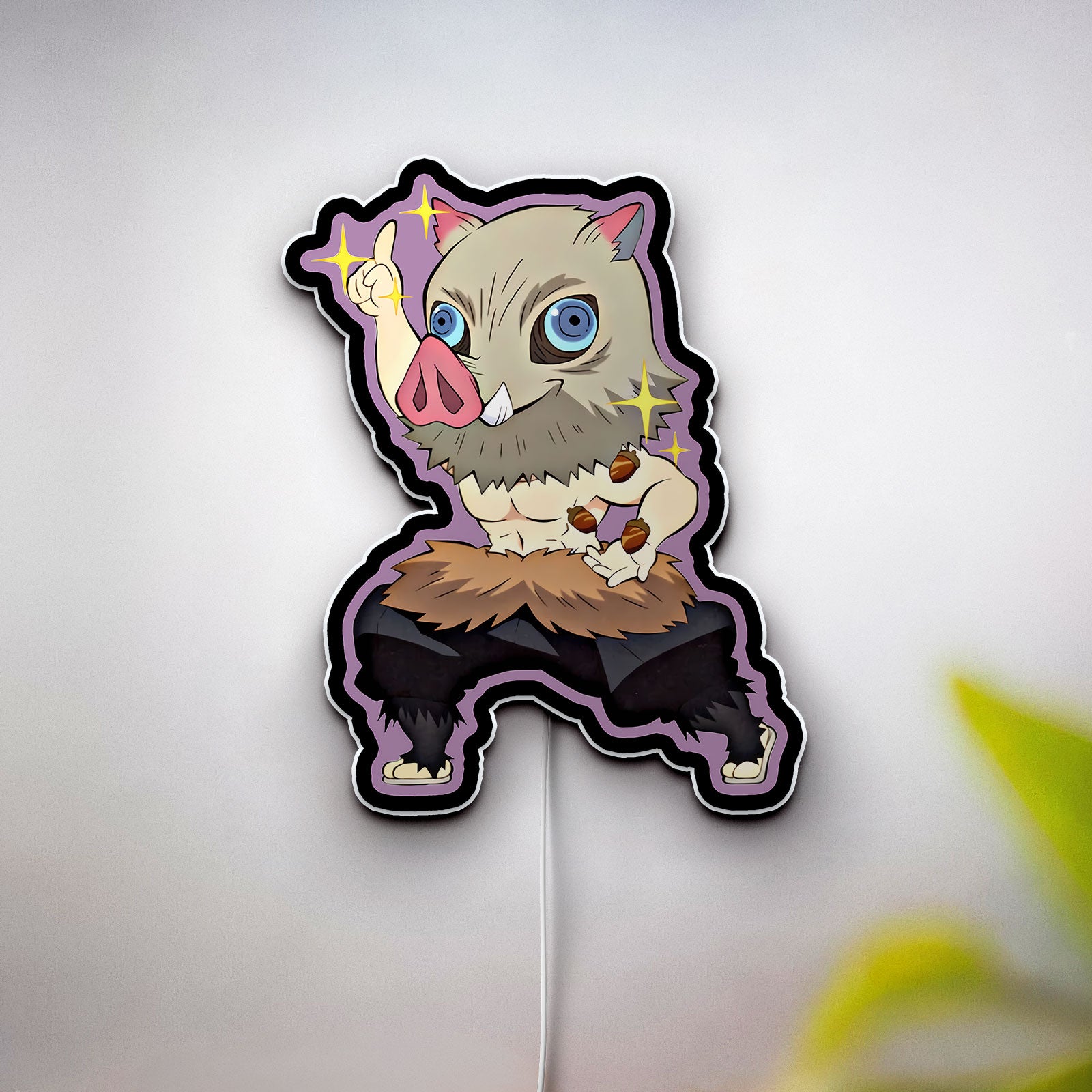 Demon Slayer Chibi 3D Light Box - Anime Character LED Night Light, Cute Inosuke Decor for Fans, Japanese Anime Room Art 
