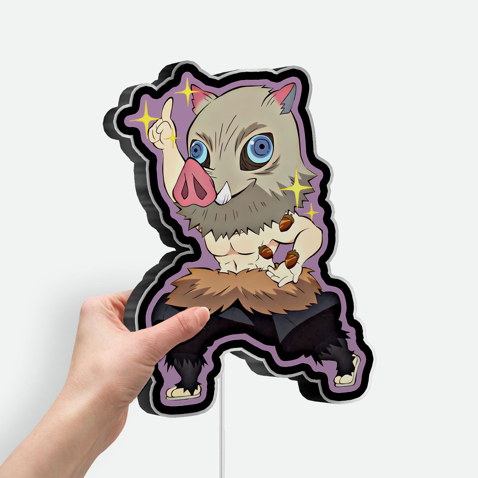 Demon Slayer Chibi 3D Light Box - Anime Character LED Night Light, Cute Inosuke Decor for Fans, Japanese Anime Room Art 