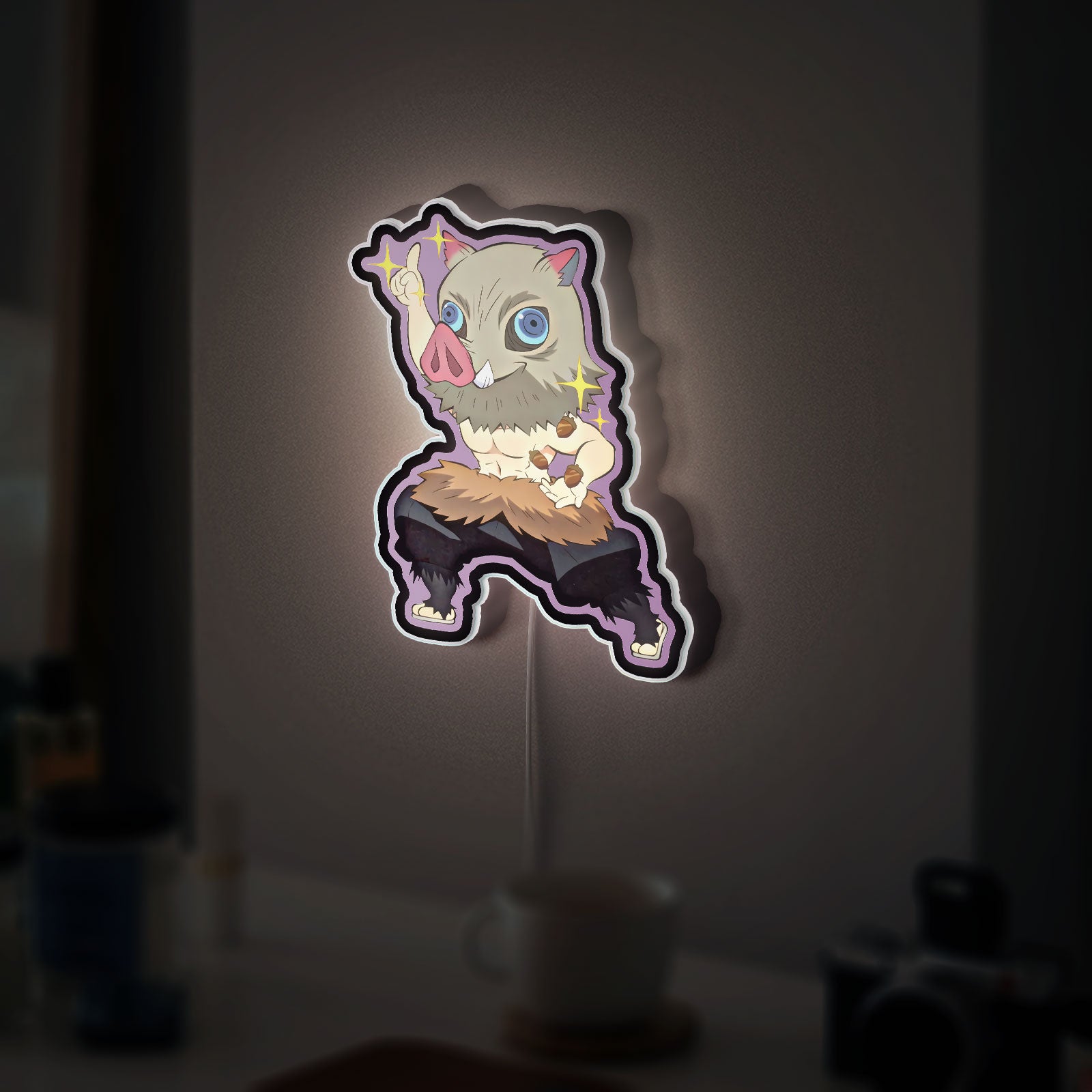 Demon Slayer Chibi 3D Light Box - Anime Character LED Night Light, Cute Inosuke Decor for Fans, Japanese Anime Room Art 
