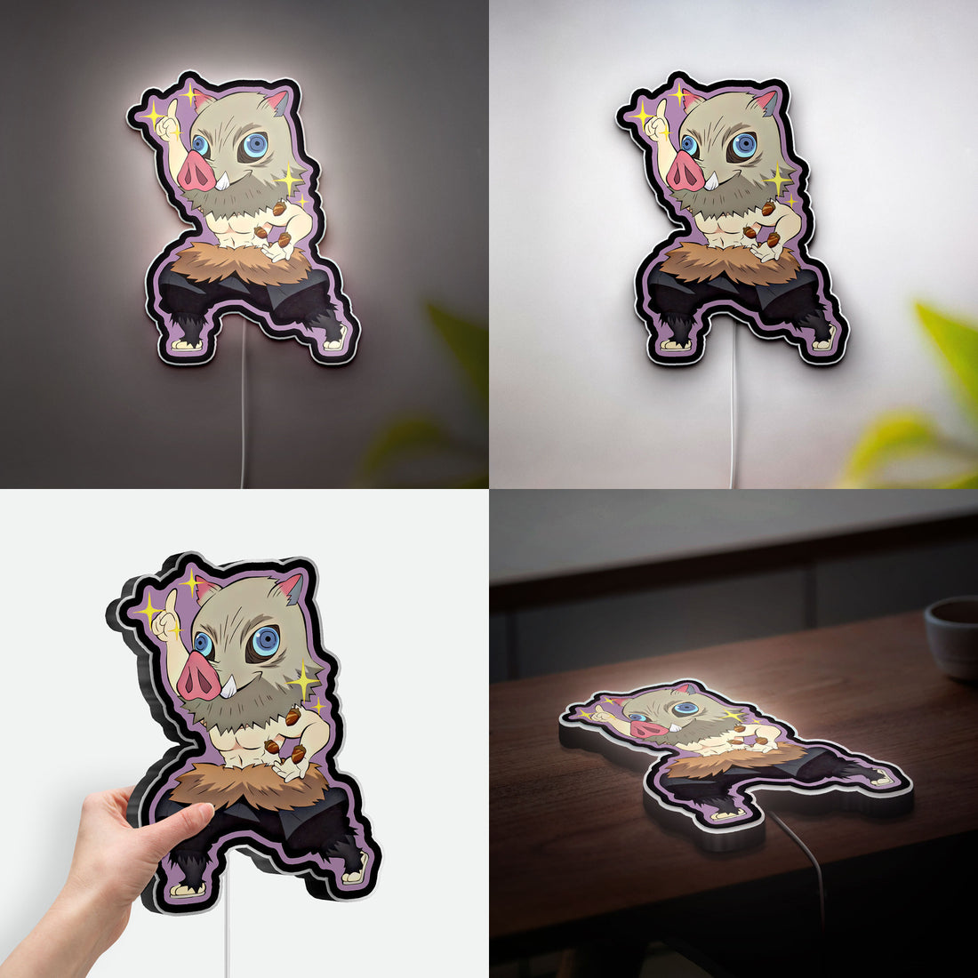 Demon Slayer Chibi 3D Light Box - Anime Character LED Night Light, Cute Inosuke Decor for Fans, Japanese Anime Room Art 
