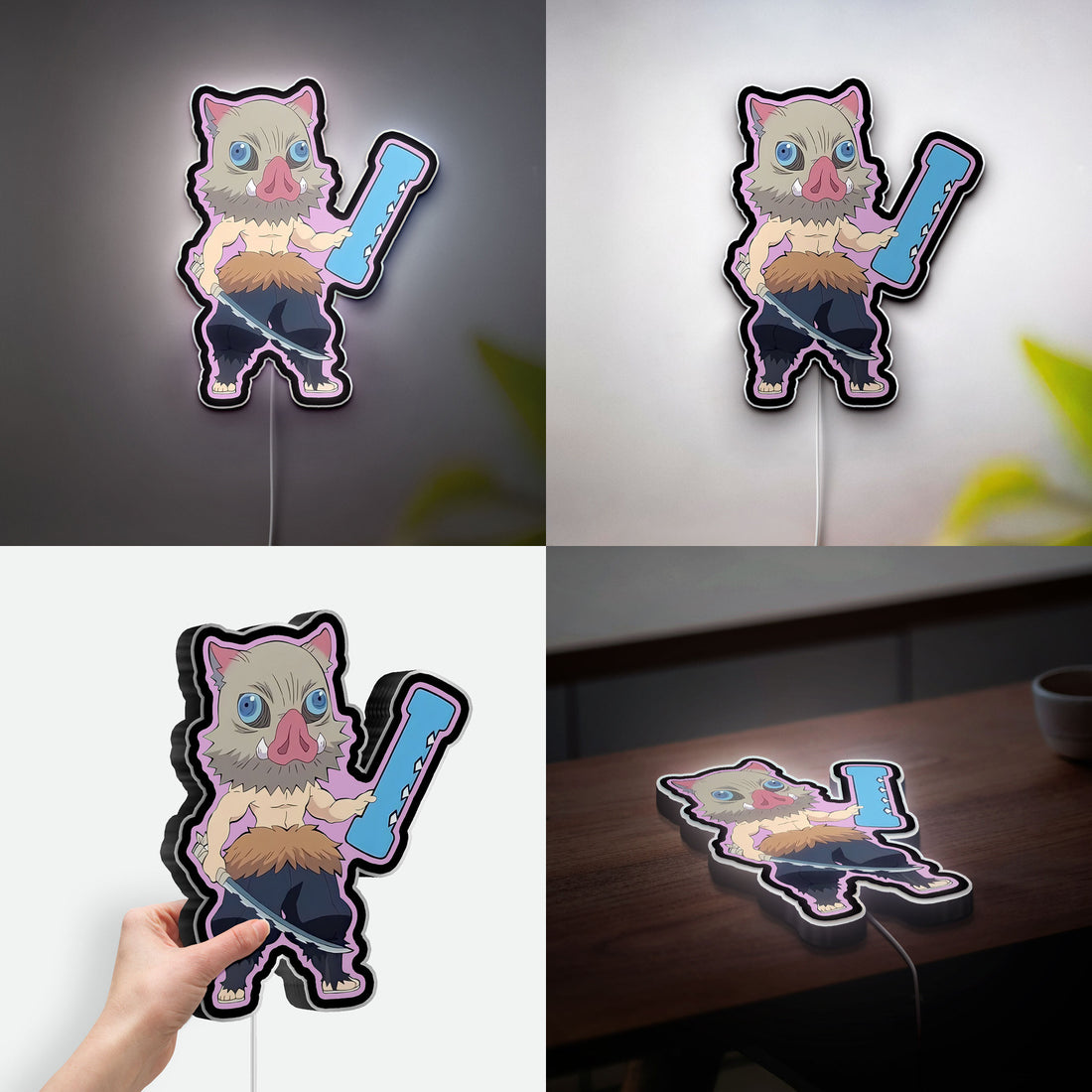Chibi Demon Slayer 3D Light - Inosuke Hashibira LED Night Lamp, Anime Character Decor for Kimetsu no Yaiba Fans 