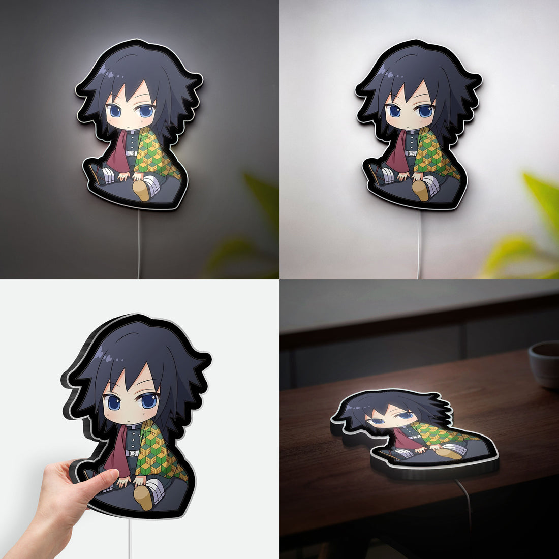 Chibi Tomioka Giyu 3D Light Box - Demon Slayer Anime LED Night Light, Kimetsu no Yaiba Decor for Anime Fans 