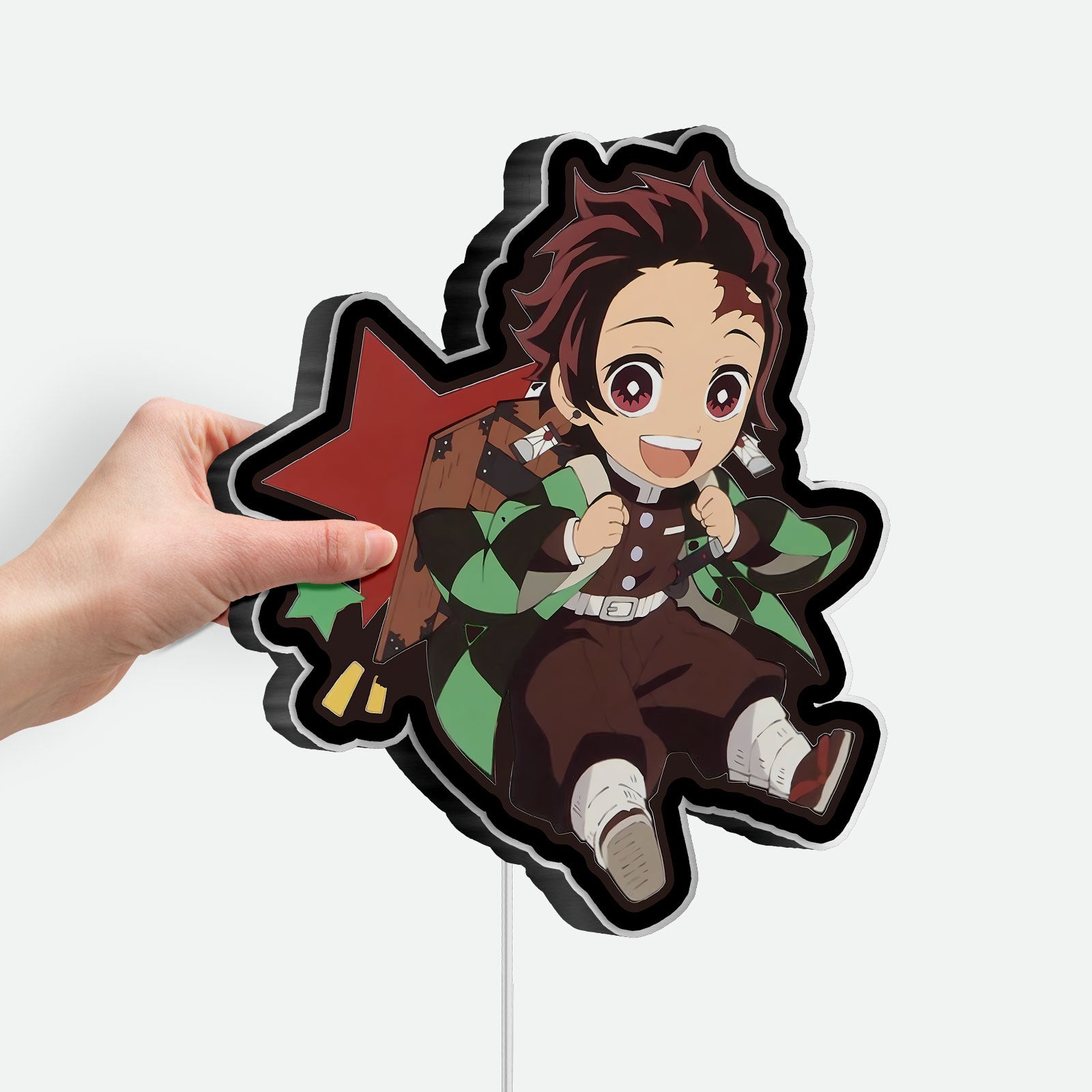 Tanjiro Kamado Chibi 3D Light Box - Demon Slayer Anime LED Night Light, Cute Japanese Anime Decor for Fans
