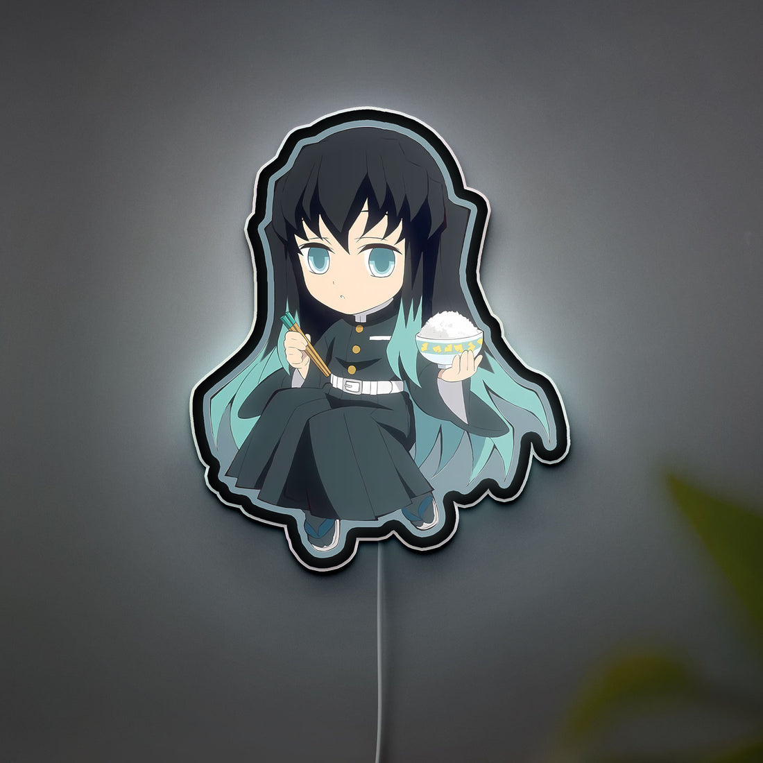 Muichiro Chibi 3D Light Box - Anime Demon Slayer LED Night Light, Cute Character Decor for Fans & Kawaii Room Aesthetics 