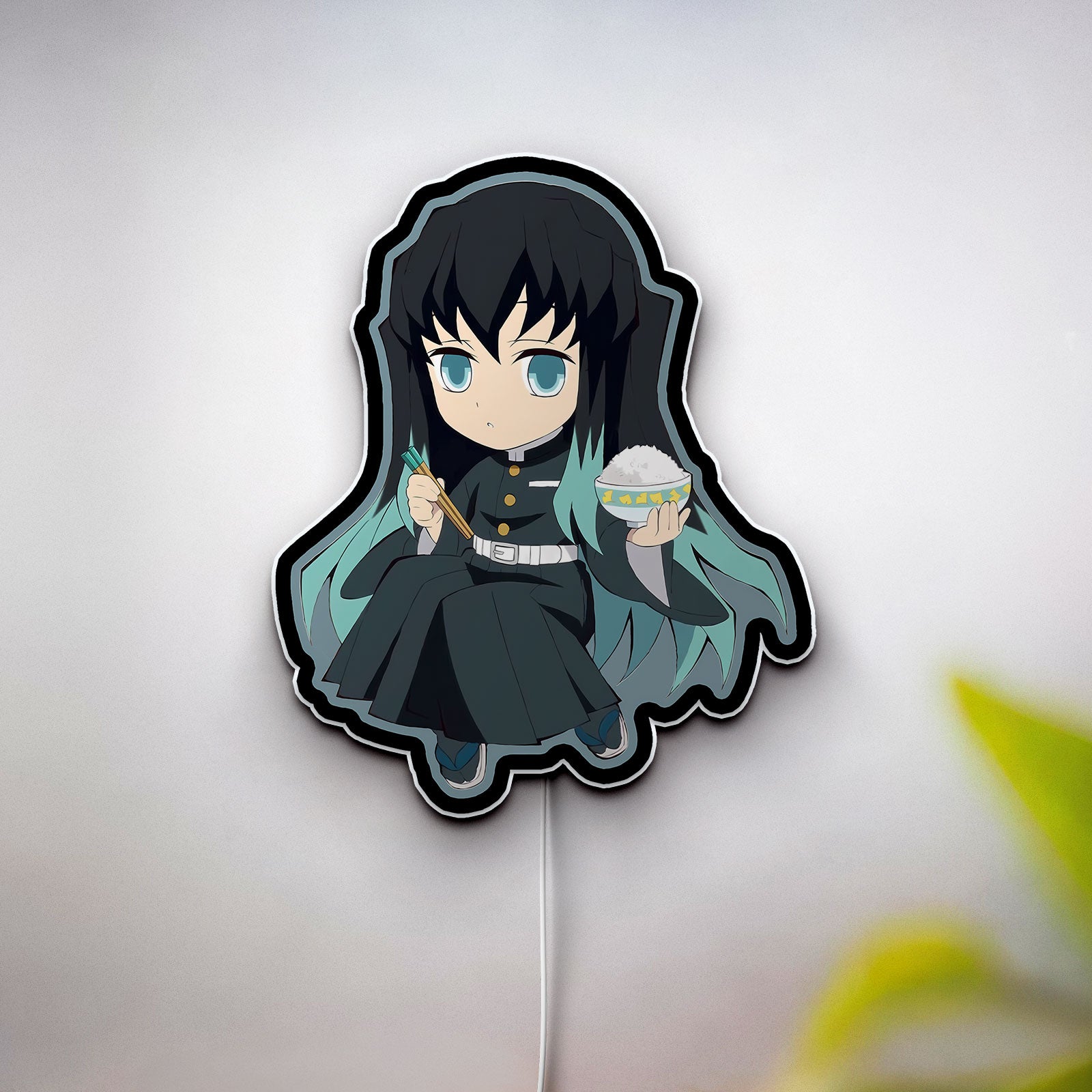 Muichiro Chibi 3D Light Box - Anime Demon Slayer LED Night Light, Cute Character Decor for Fans & Kawaii Room Aesthetics 
