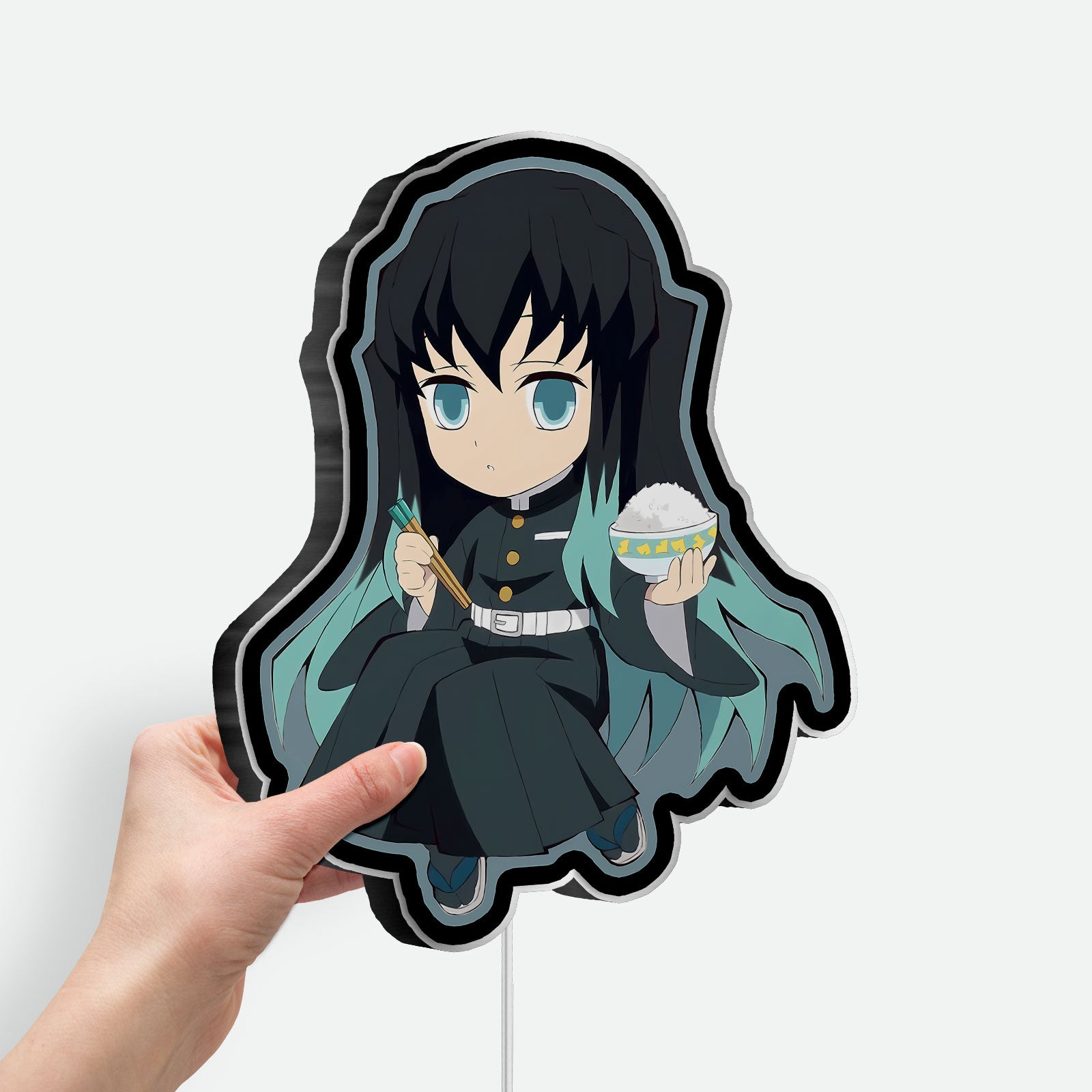 Muichiro Chibi 3D Light Box - Anime Demon Slayer LED Night Light, Cute Character Decor for Fans & Kawaii Room Aesthetics 
