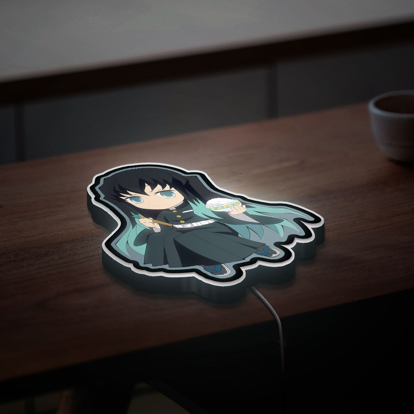 Muichiro Chibi 3D Light Box - Anime Demon Slayer LED Night Light, Cute Character Decor for Fans & Kawaii Room Aesthetics 