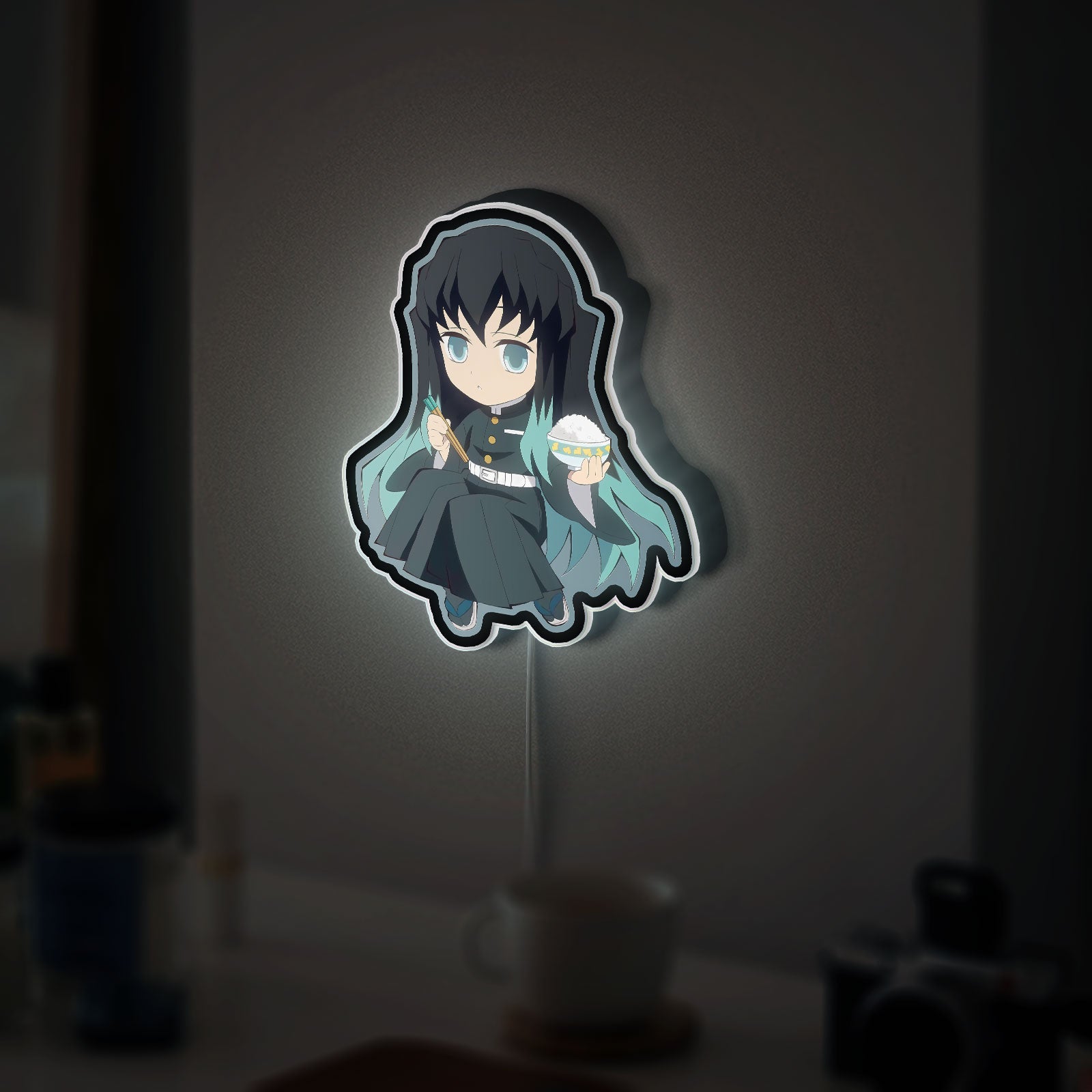 Muichiro Chibi 3D Light Box - Anime Demon Slayer LED Night Light, Cute Character Decor for Fans & Kawaii Room Aesthetics 