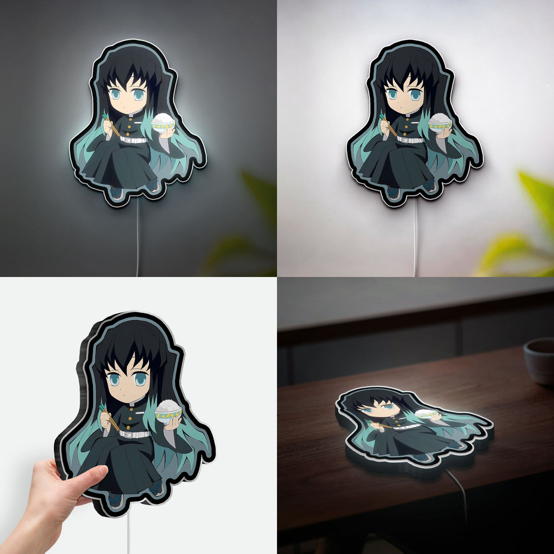 Muichiro Chibi 3D Light Box - Anime Demon Slayer LED Night Light, Cute Character Decor for Fans & Kawaii Room Aesthetics 