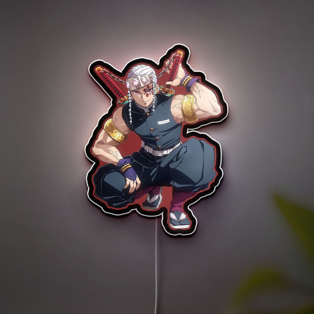 Tengen Uzui 3D Light Box - Demon Slayer Hashira LED Night Light, Anime Character Decor for Fans, KNY Inspired Japanese Art Display
