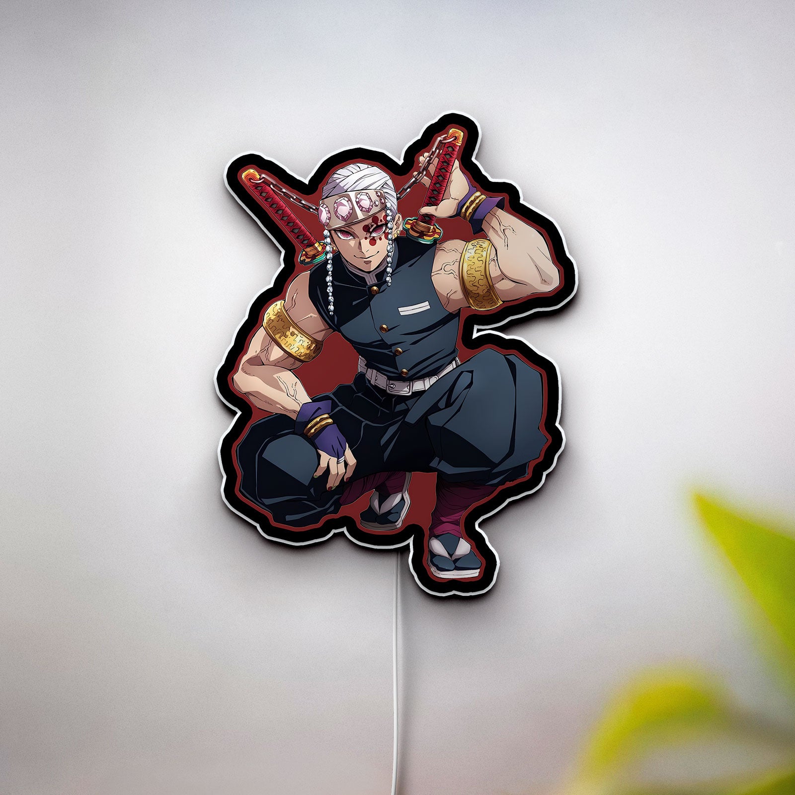 Tengen Uzui 3D Light Box - Demon Slayer Hashira LED Night Light, Anime Character Decor for Fans, KNY Inspired Japanese Art Display